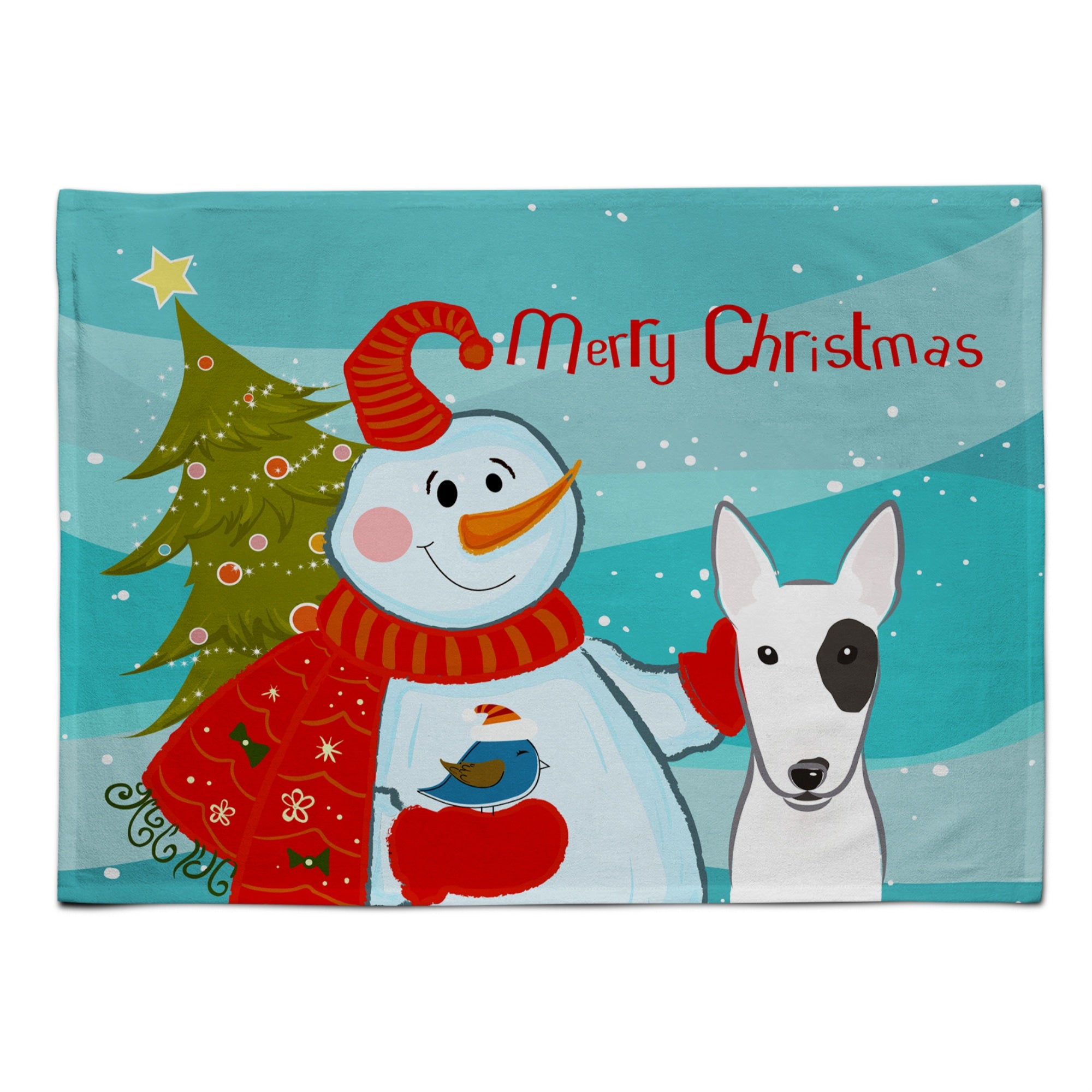 'Caroline'S Treasures Bb1829Plmt Snowman With Bull Terrier Fabric Placemat, Multicolor''