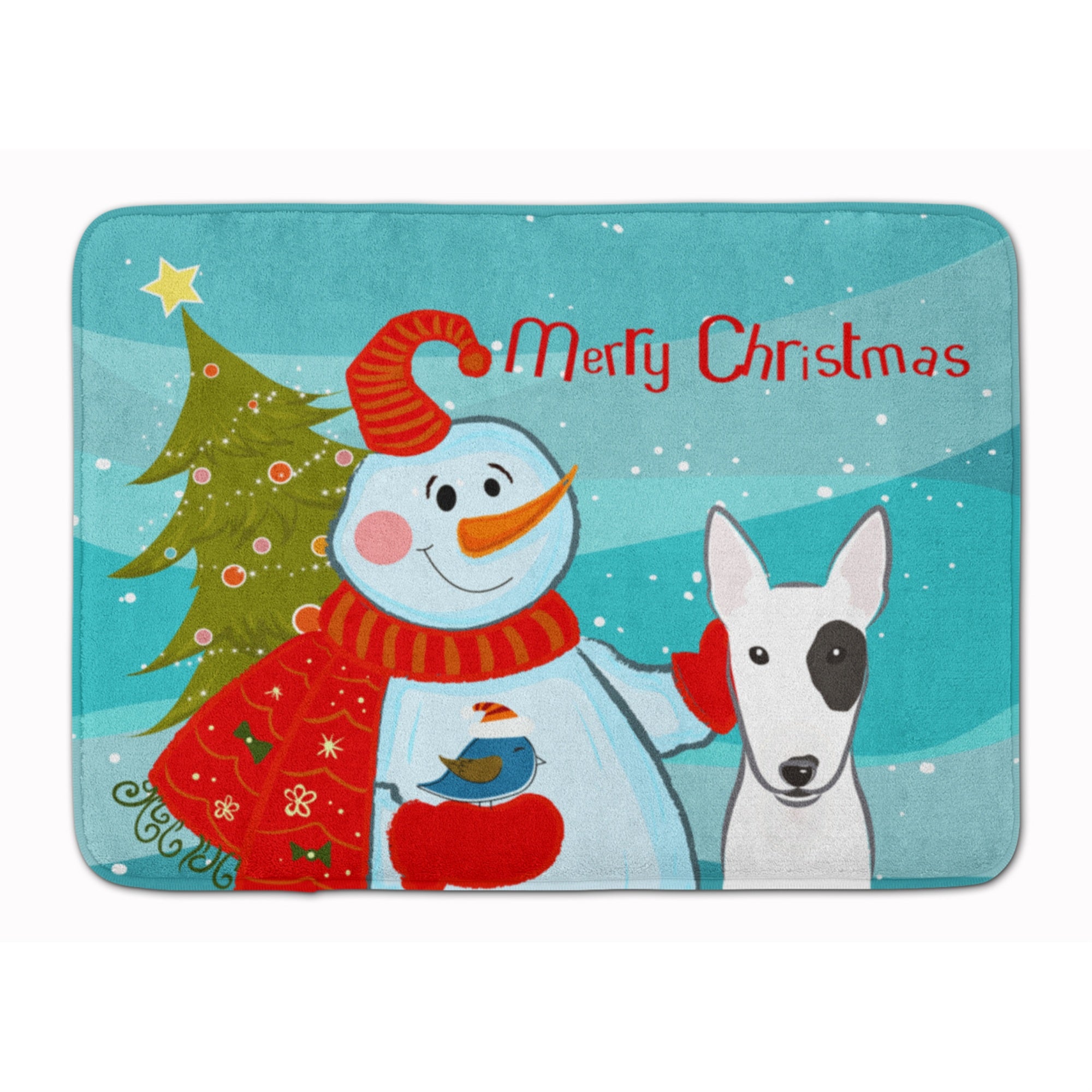 'Caroline'S Treasures Snowman With Bull Terrier Floor Mat, 19'''' X 27'''', Multicolor''
