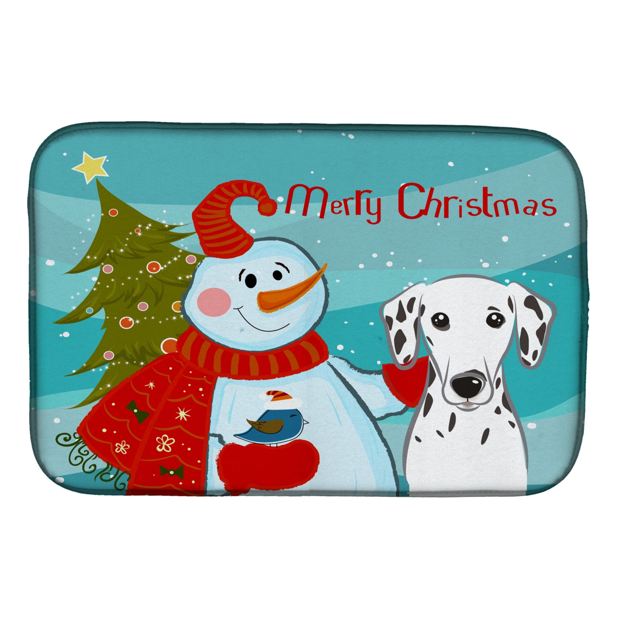 Carolines Treasures Snowman with Dalmatian Dish Drying Mat 14 x 21