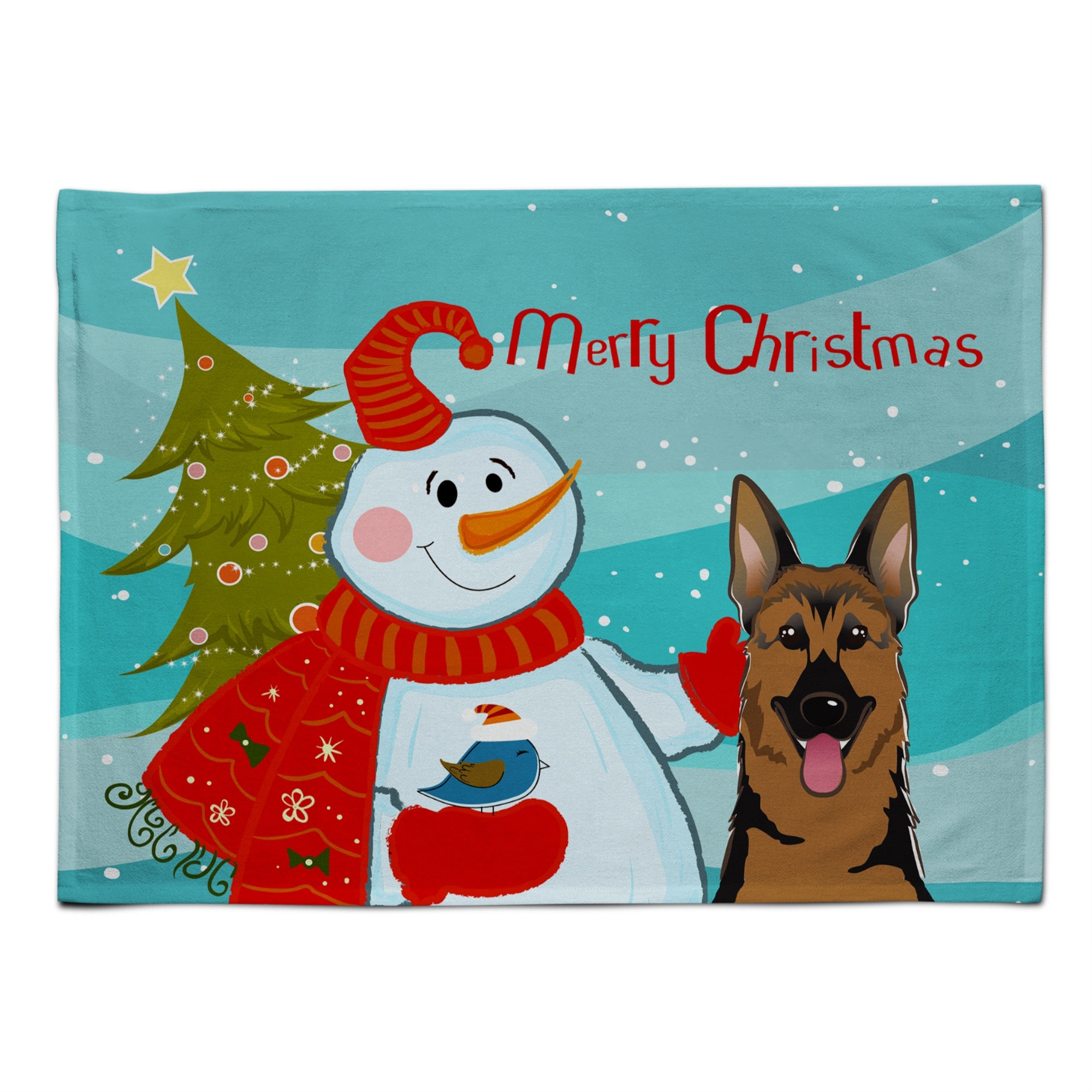 'Caroline'S Treasures Bb1831Plmt Snowman With German Shepherd Fabric Placemat, Multicolor''