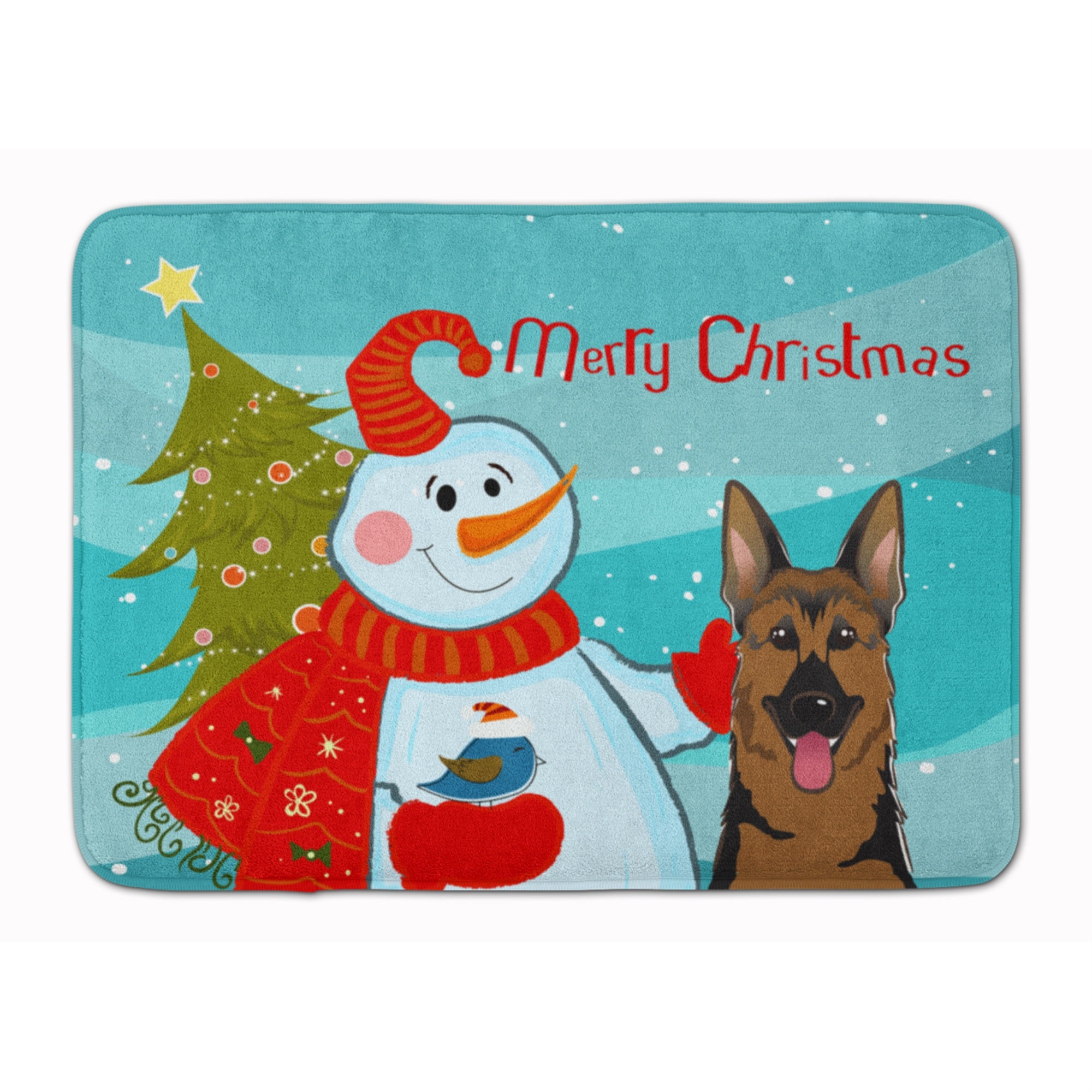 'Caroline'S Treasures Snowman With German Shepherd Floor Mat, 19'''' X 27'''', Multicolor''