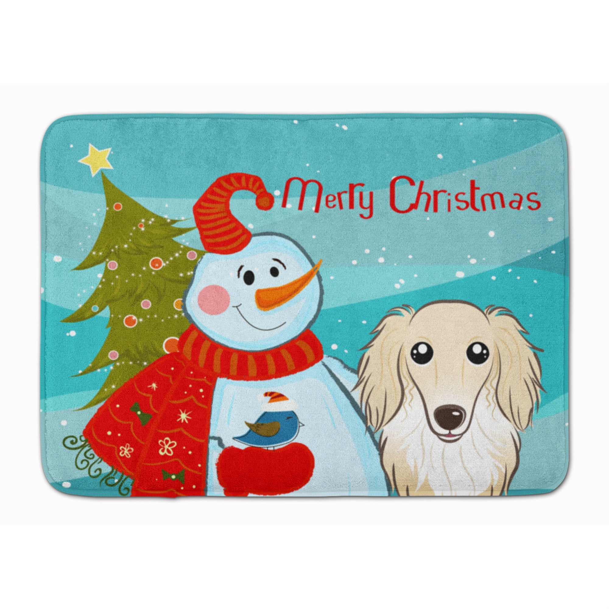 'Caroline'S Treasures Snowman With Longhair Creme Dachshund Floor Mat, 19'''' X 27'''', Multicolor''