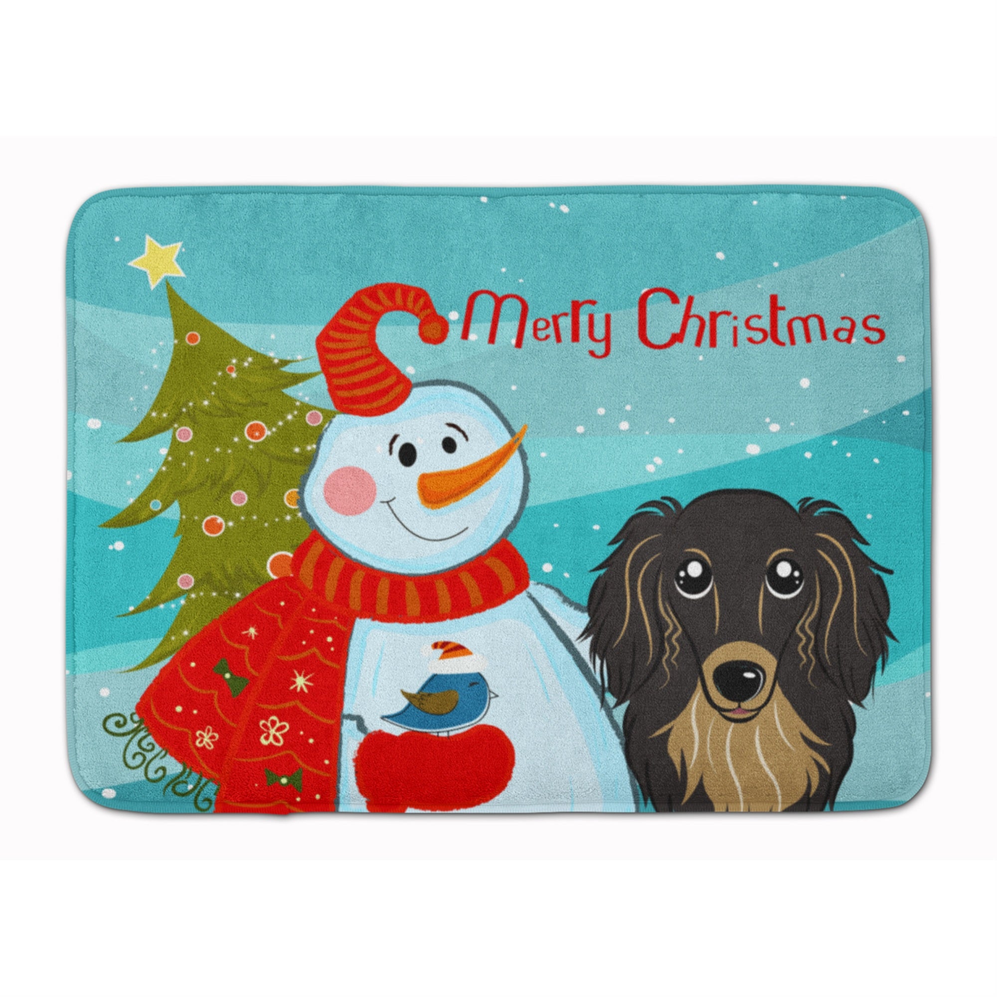 'Caroline'S Treasures Snowman Longhair Black Tan Dachshund Floor Mat, 19'''' X 27'''', Multicolor''
