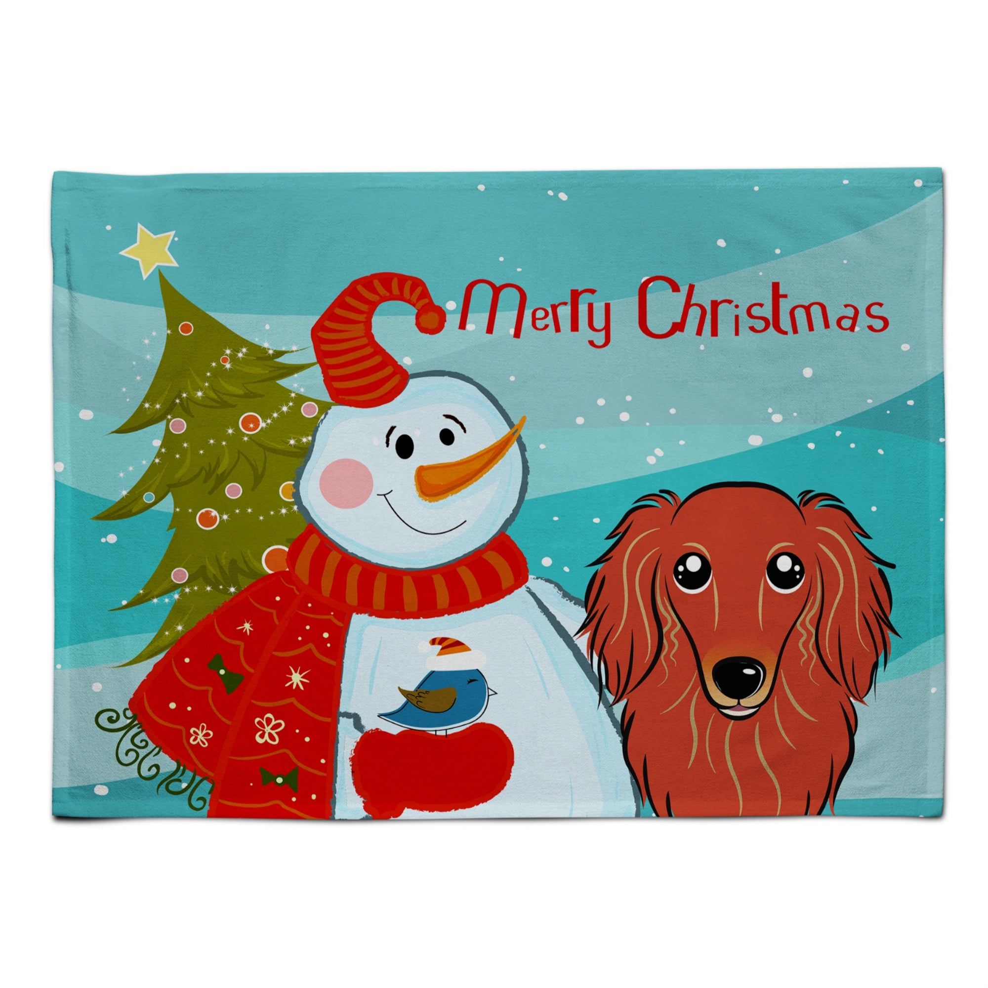 'Caroline'S Treasures Bb1834Plmt Snowman With Longhair Red Dachshund Fabric Placemat, Multicolor''