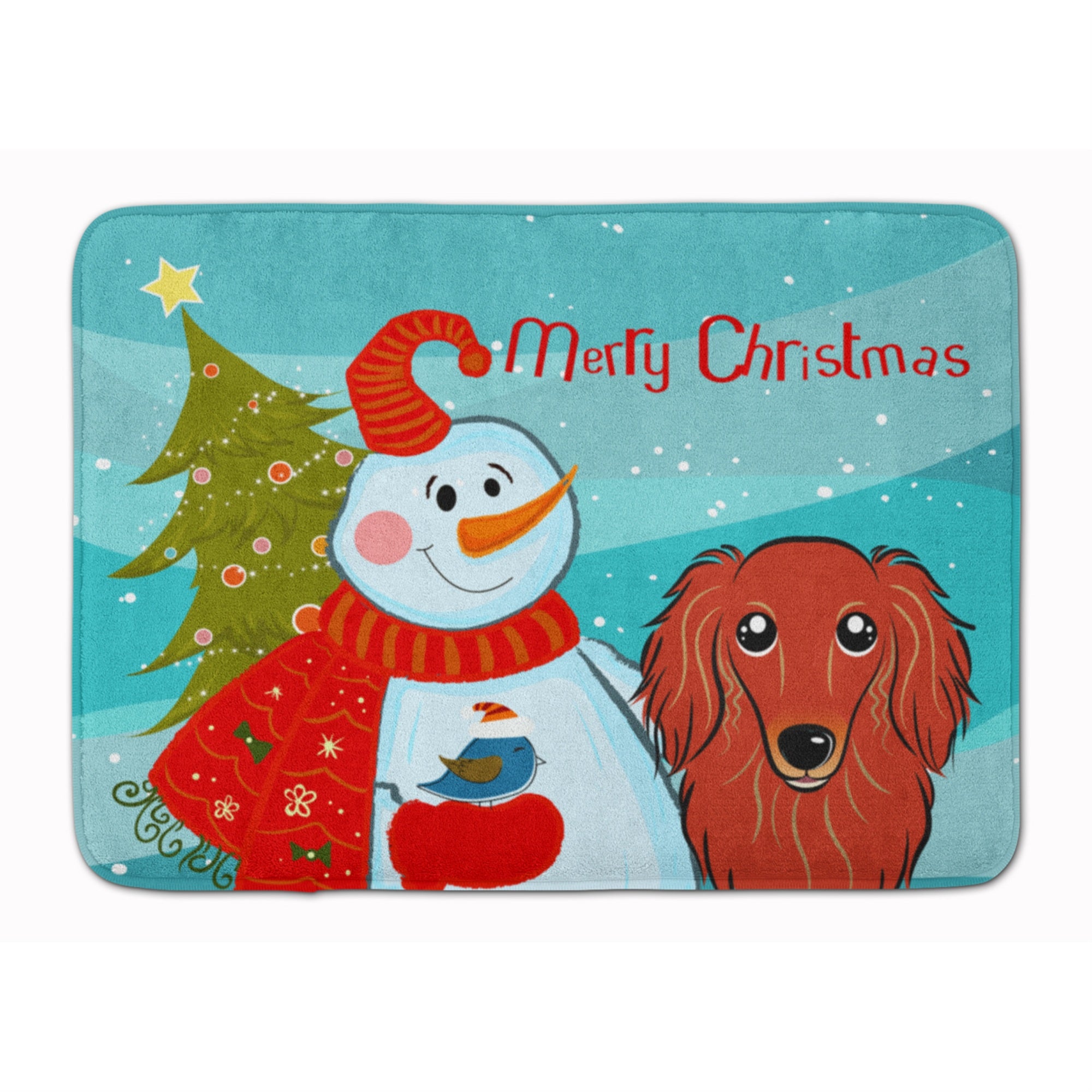'Caroline'S Treasures Snowman With Longhair Red Dachshund Floor Mat, 19'''' X 27'''', Multicolor''