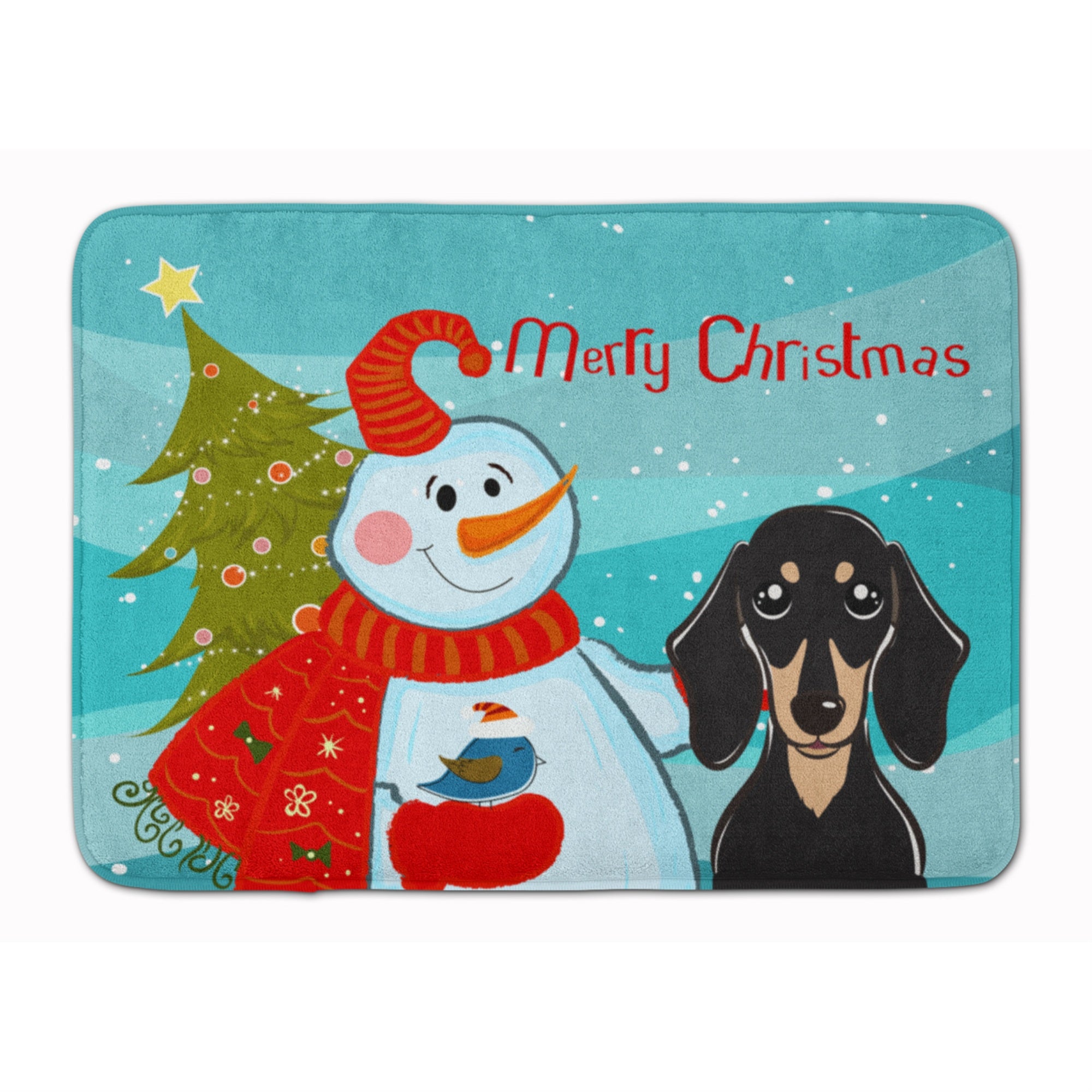 'Caroline'S Treasures Snowman Smooth Black And Tan Dachshund Floor Mat, 19'''' X 27'''', Multicolor''