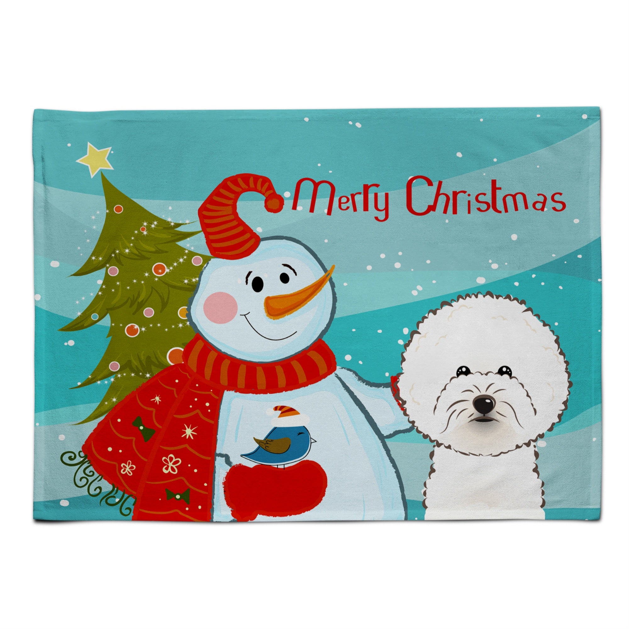 'Caroline'S Treasures Bb1837Plmt Snowman With Bichon Frise Fabric Placemat, Multicolor''