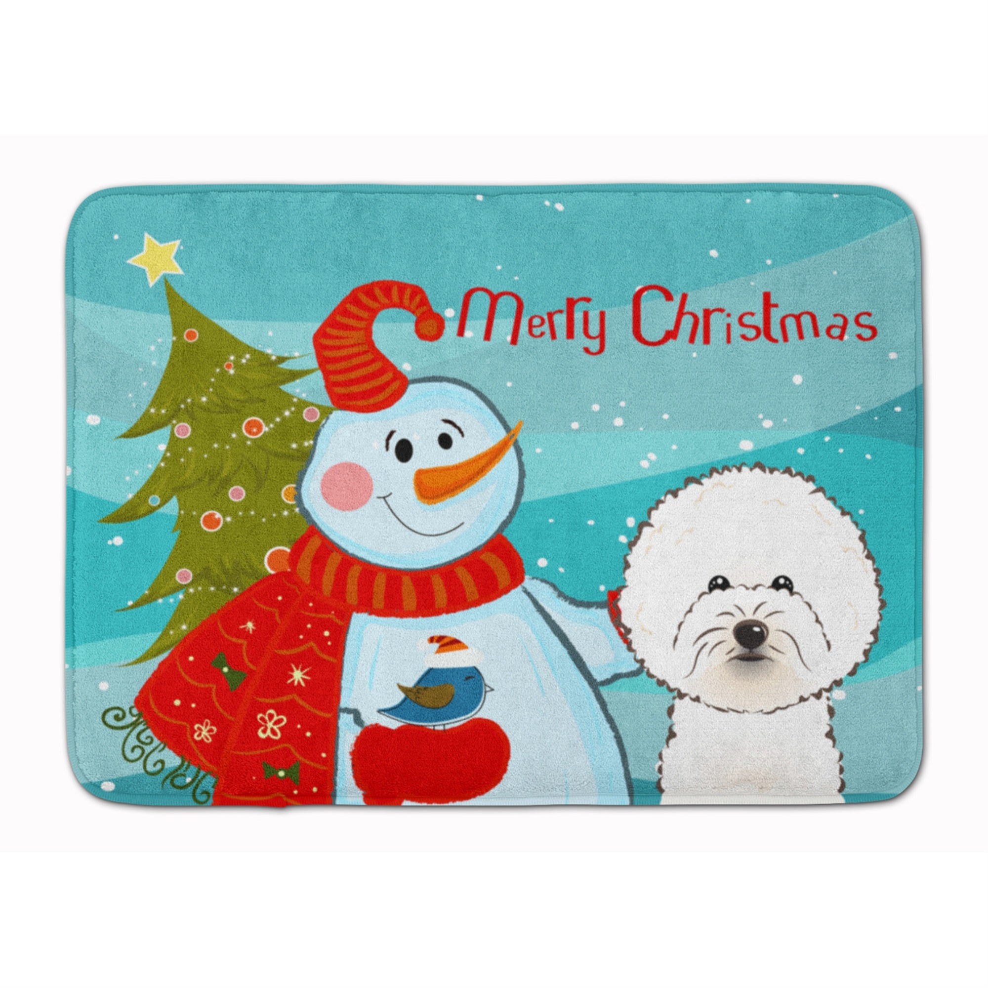 'Caroline'S Treasures Snowman With Bichon Frise Floor Mat, 19'''' X 27'''', Multicolor''