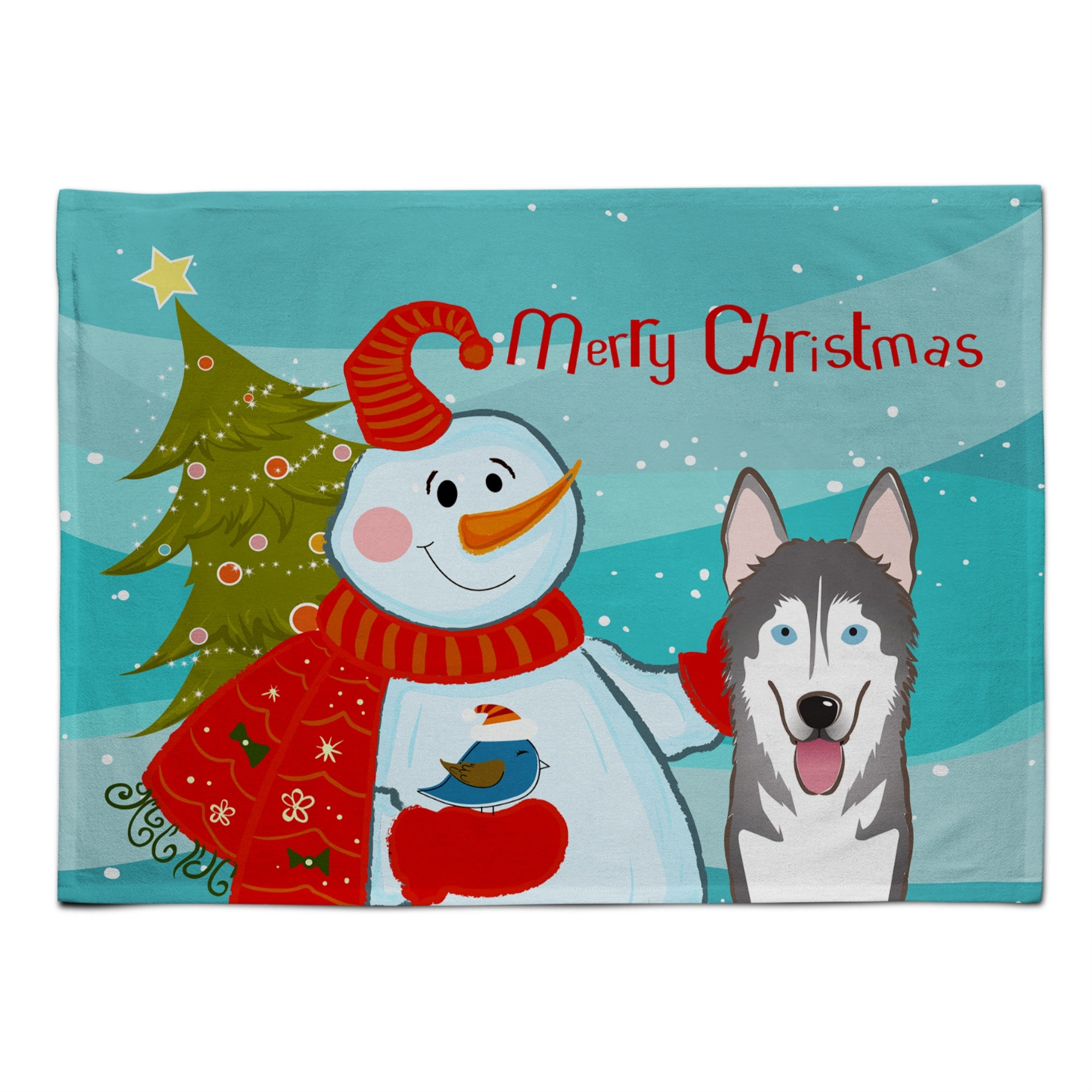 'Caroline'S Treasures Bb1838Plmt Snowman With Alaskan Malamute Fabric Placemat, Multicolor''