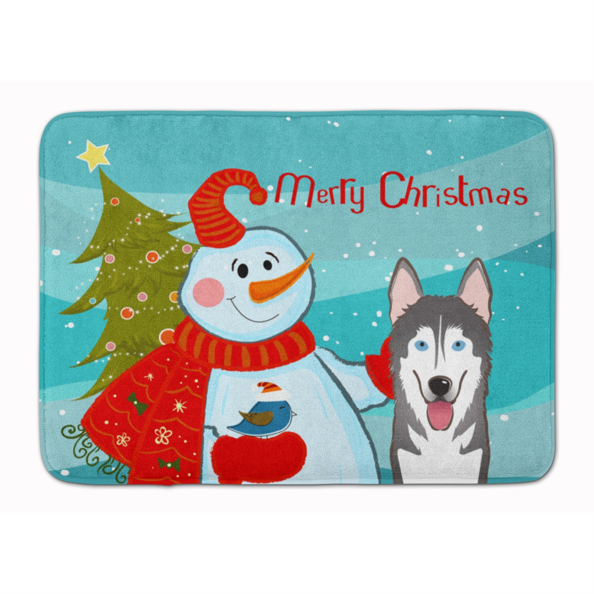 'Caroline'S Treasures Snowman With Alaskan Malamute Floor Mat, 19'''' X 27'''', Multicolor''