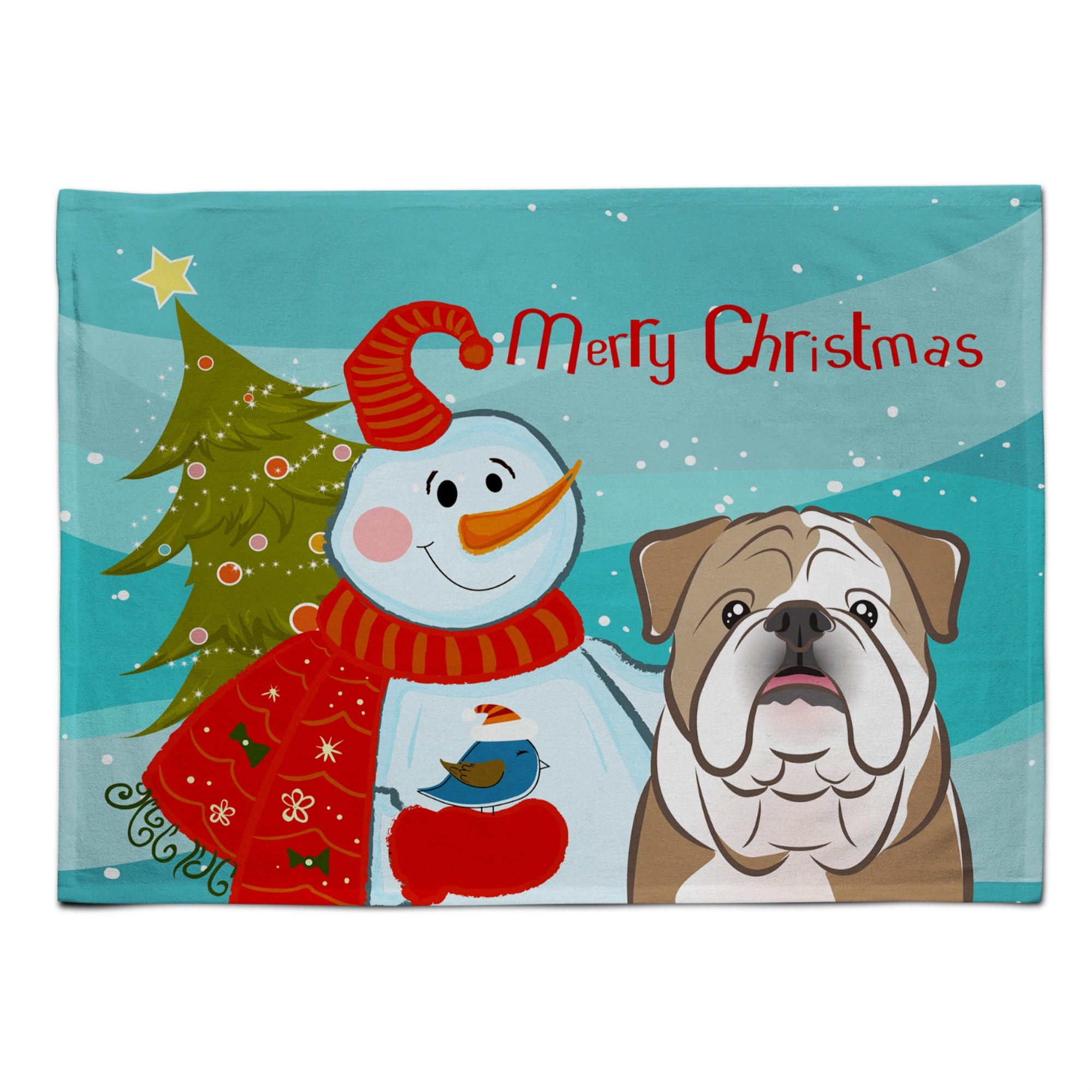 'Caroline'S Treasures Bb1839Plmt Snowman With English Bulldog Fabric Placemat, Multicolor''