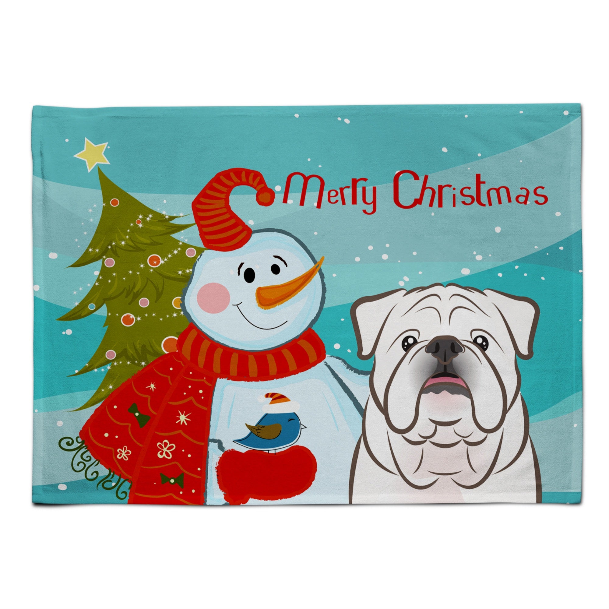 'Caroline'S Treasures Bb1840Plmt Snowman With White English Bulldog Fabric Placemat, Multicolor''