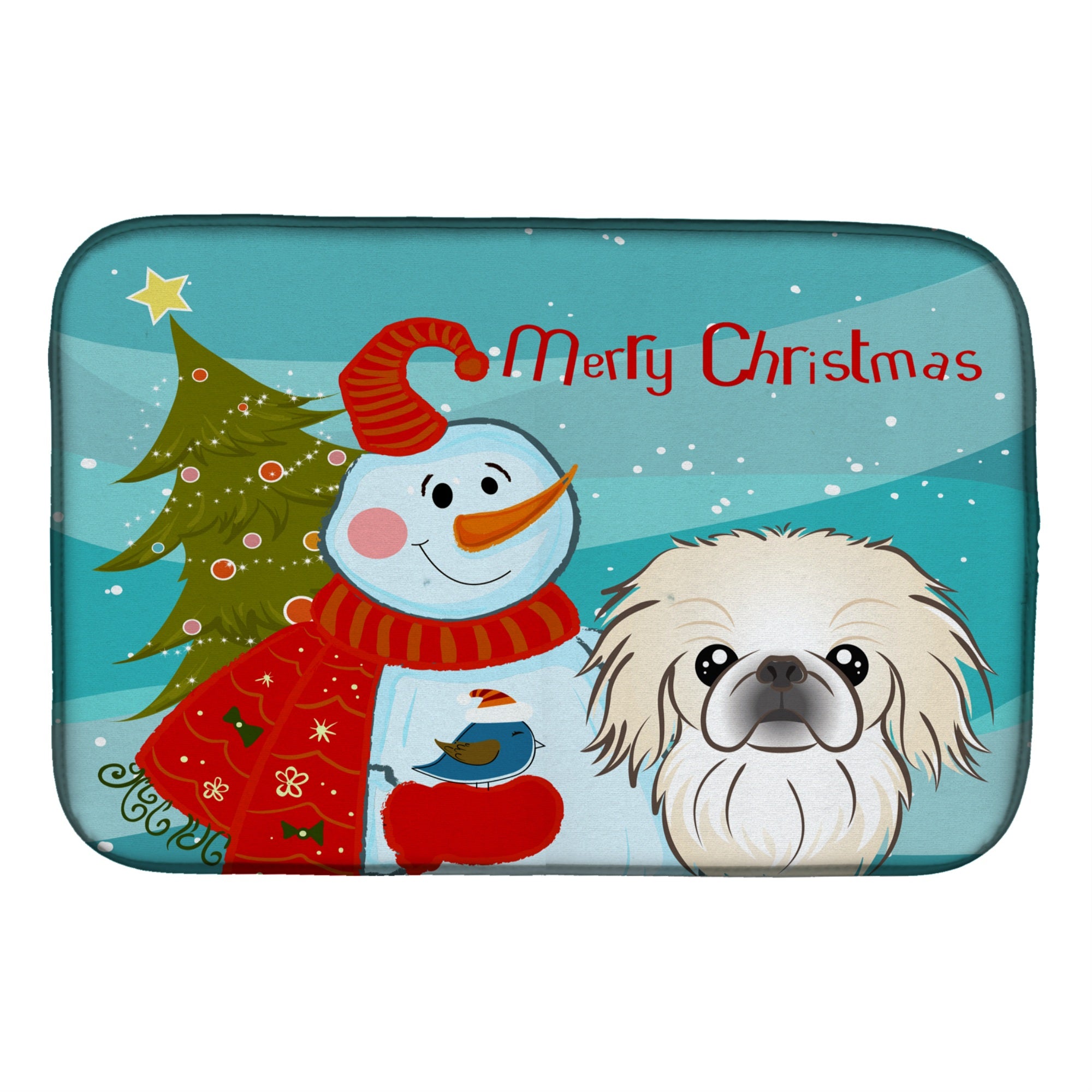 'Caroline'S Treasures Snowman With Pekingese Dish Drying Mat, 14'''' X 21''''''