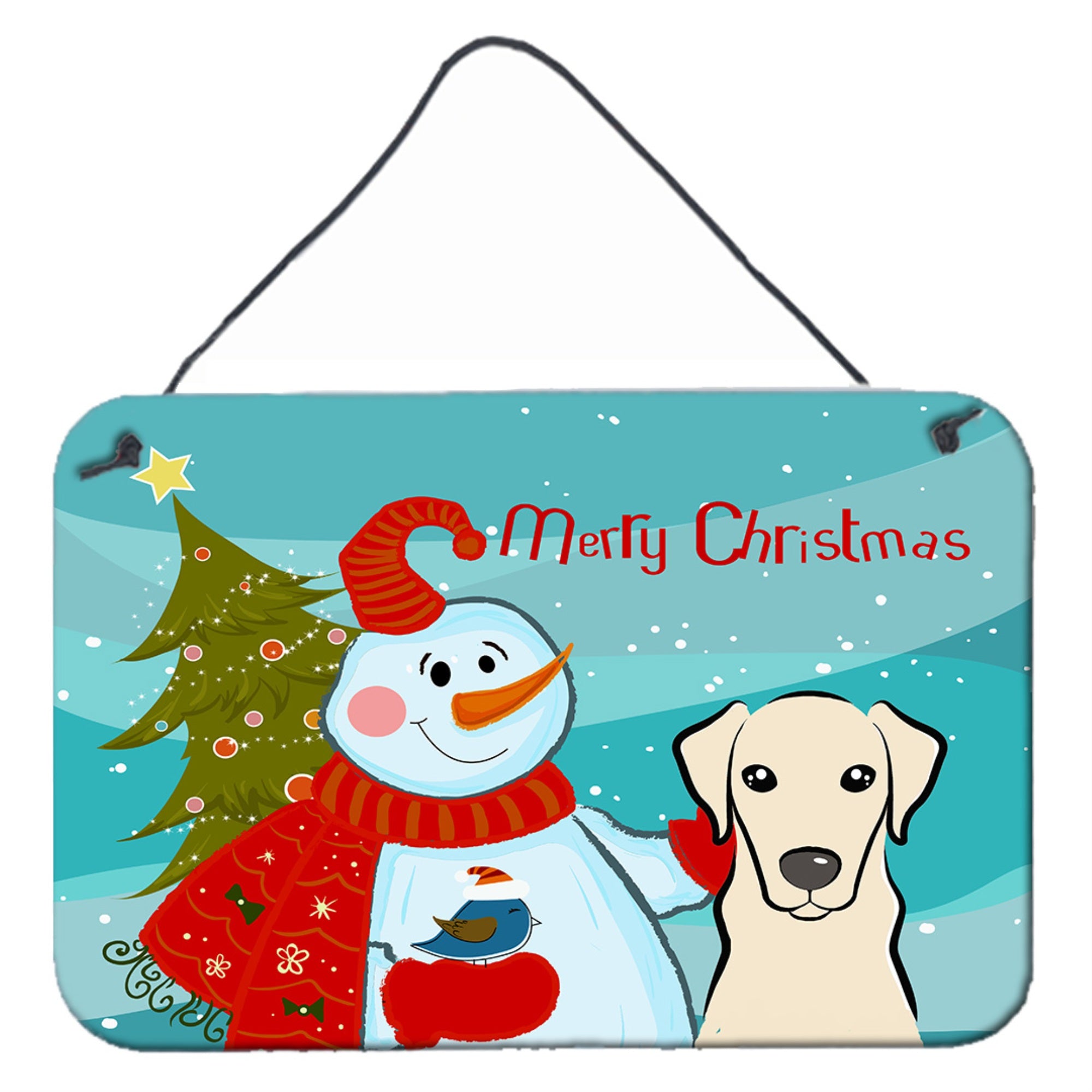 'Caroline'S Treasures Snowman With Yellow Labrador Wall Or Door Hanging Prints Bb1842Ds812, 8Hx12W''
