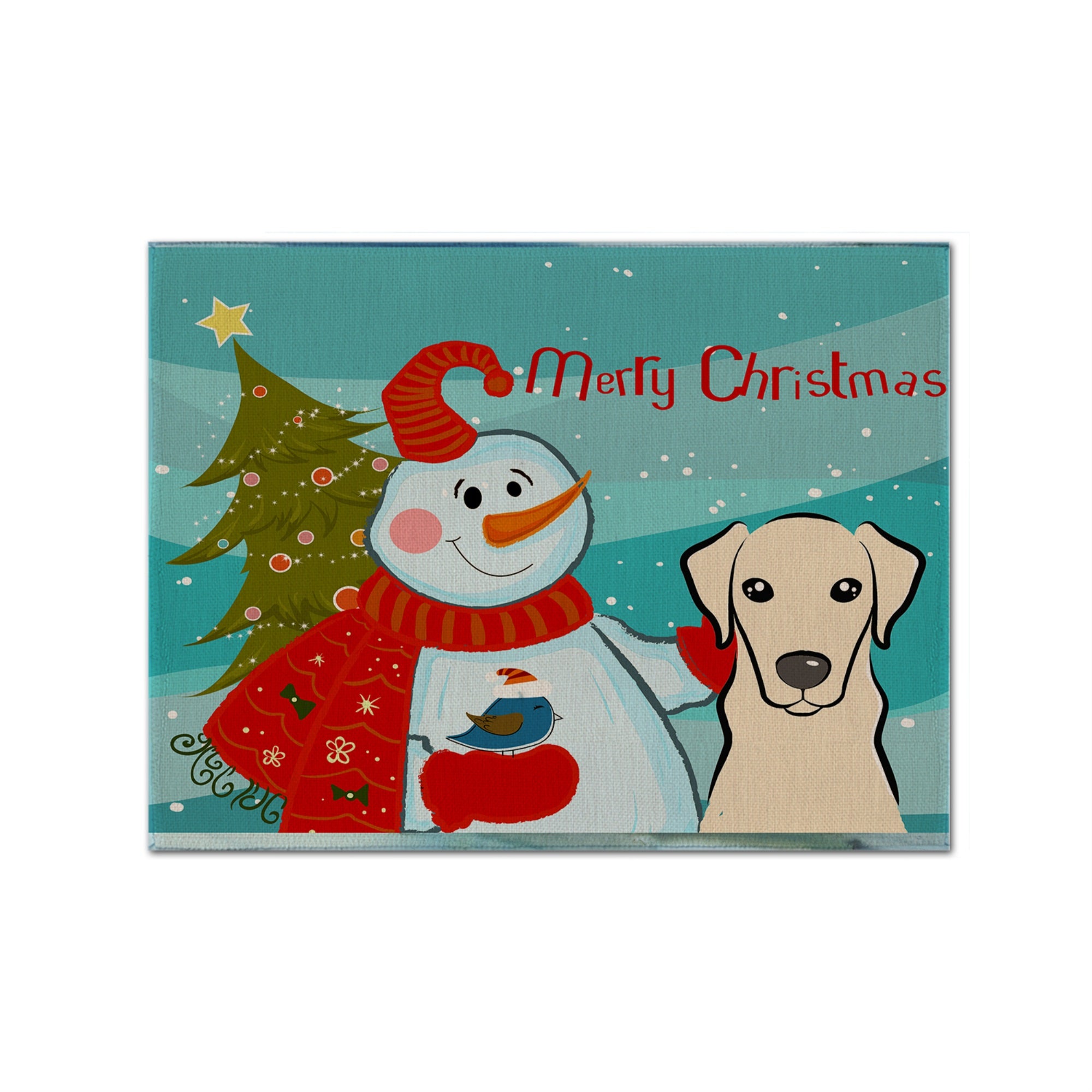 'Caroline'S Treasures Bb1842Plmt Snowman With Yellow Labrador Fabric Placemat, Multicolor''