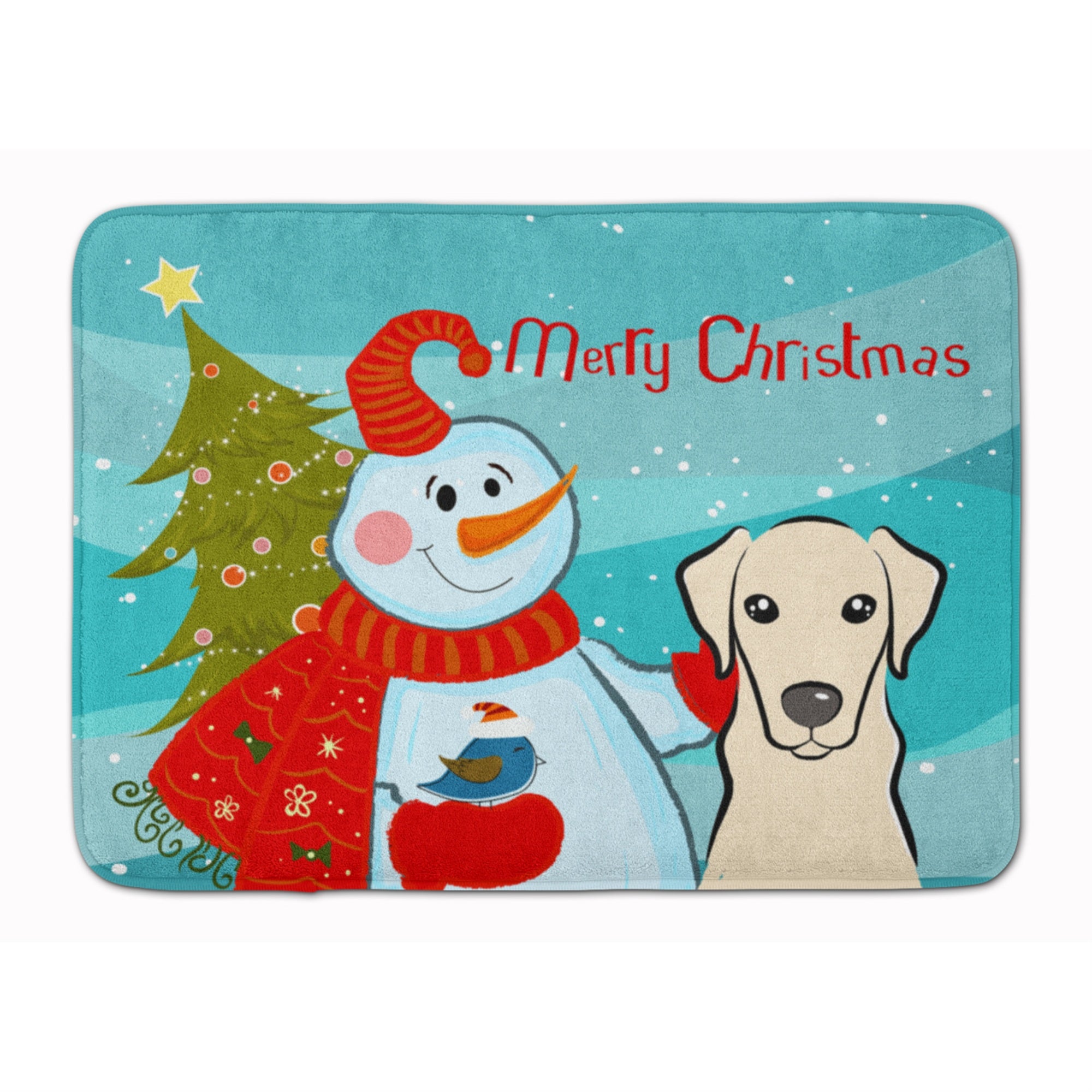 'Caroline'S Treasures Snowman With Yellow Labrador Floor Mat, 19'''' X 27'''', Multicolor''