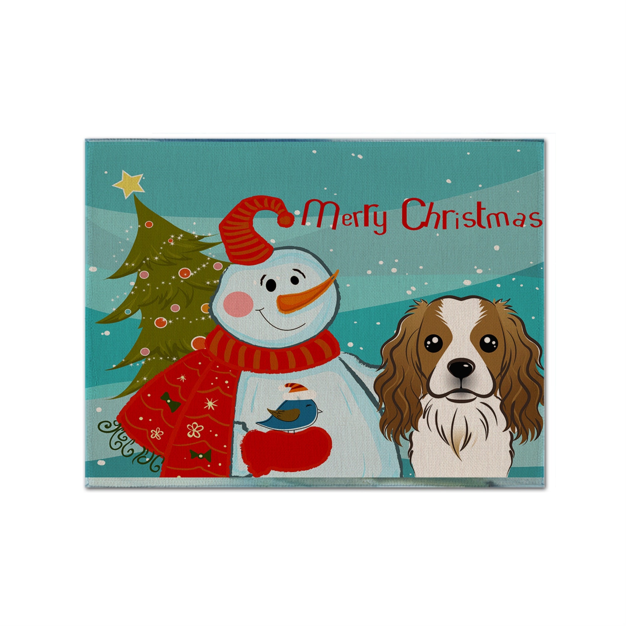 'Caroline'S Treasures Bb1844Plmt Snowman With Cavalier Spaniel Fabric Placemat, Multicolor''