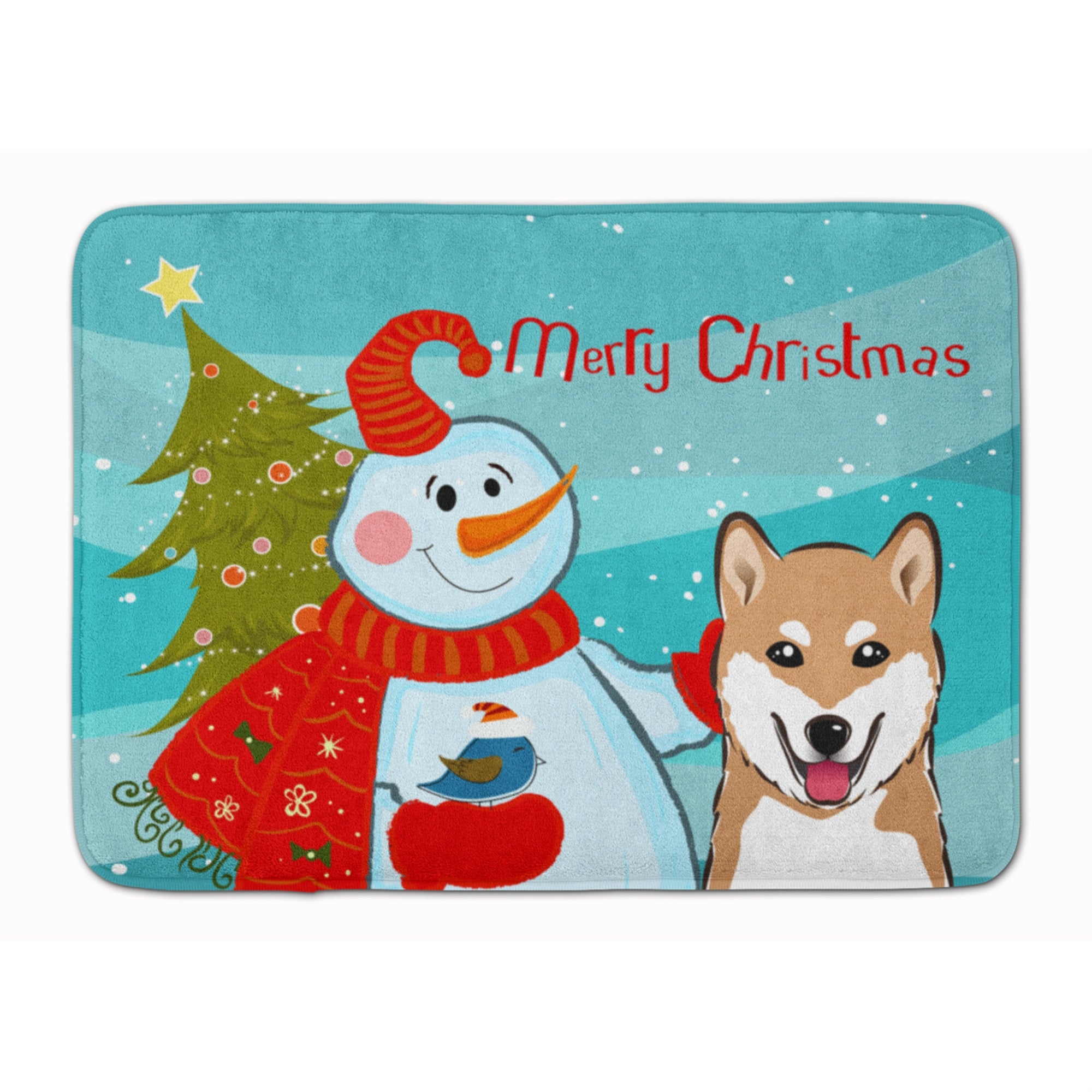 'Caroline'S Treasures Snowman With Shiba Inu Floor Mat, 19'''' X 27'''', Multicolor''