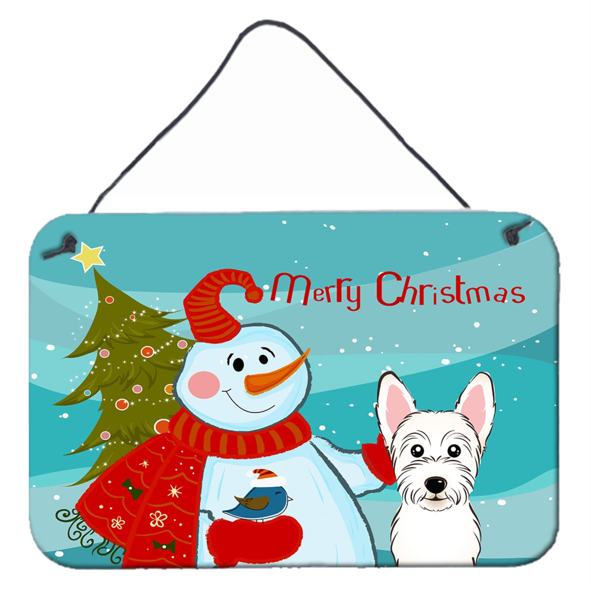 'Caroline'S Treasures Snowman With Westie Wall Or Door Hanging Prints Bb1846Ds812, 8Hx12W''
