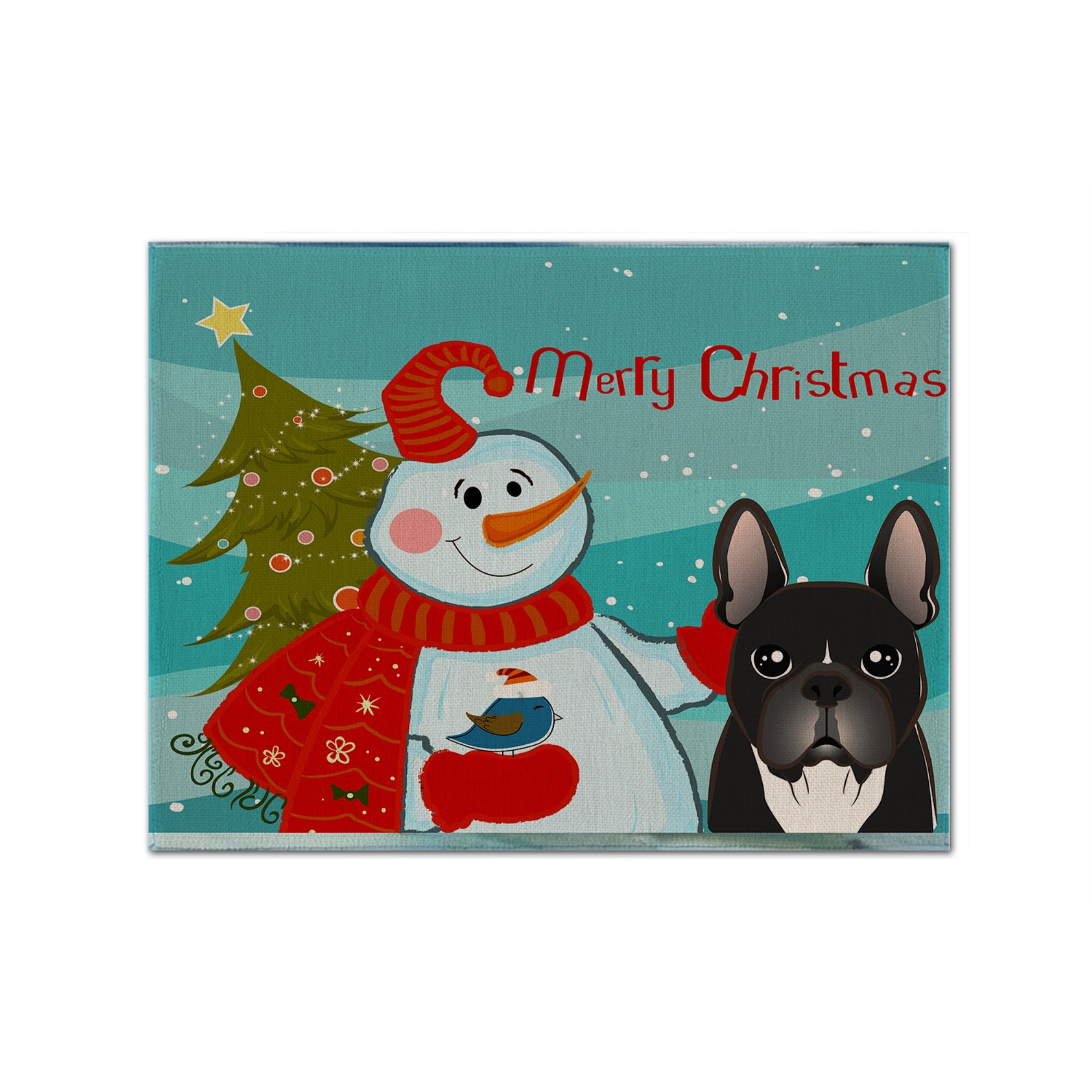'Caroline'S Treasures Bb1847Plmt Snowman With French Bulldog Fabric Placemat, Multicolor''