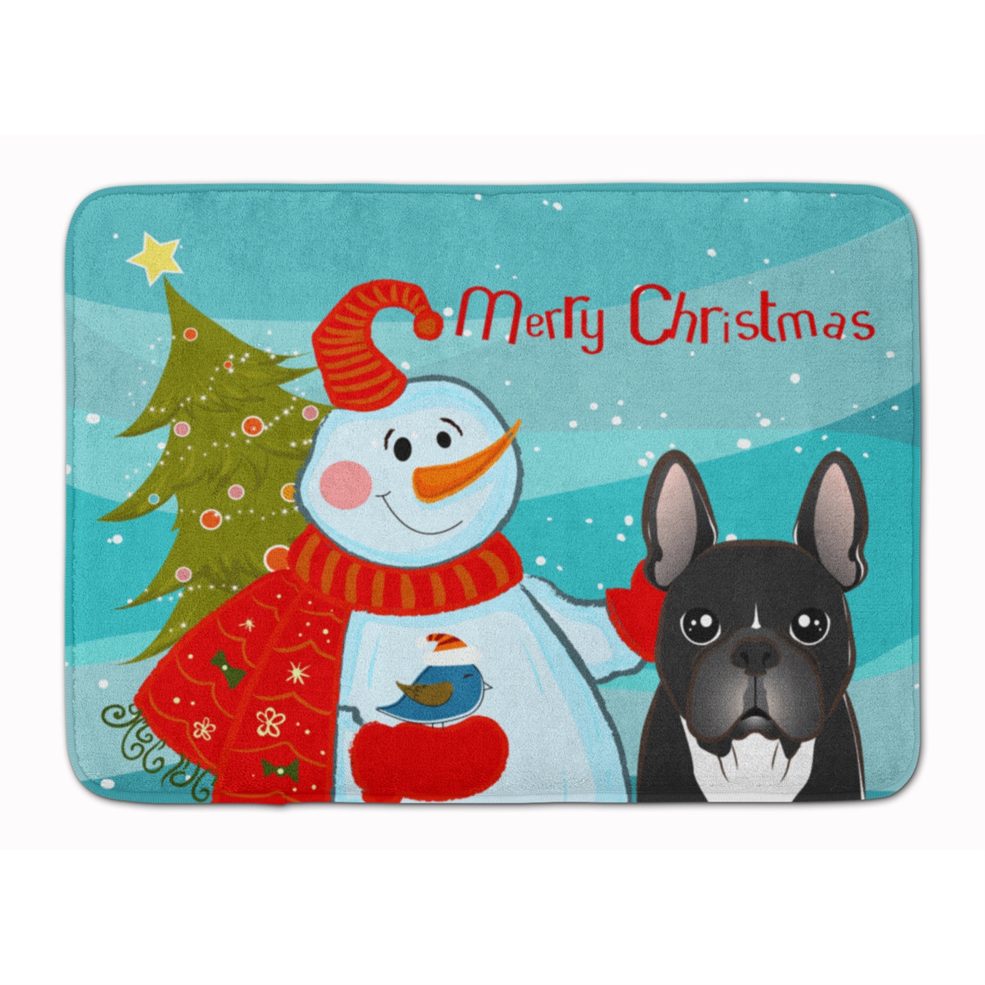 'Caroline'S Treasures Snowman With French Bulldog Floor Mat, 19'''' X 27'''', Multicolor''