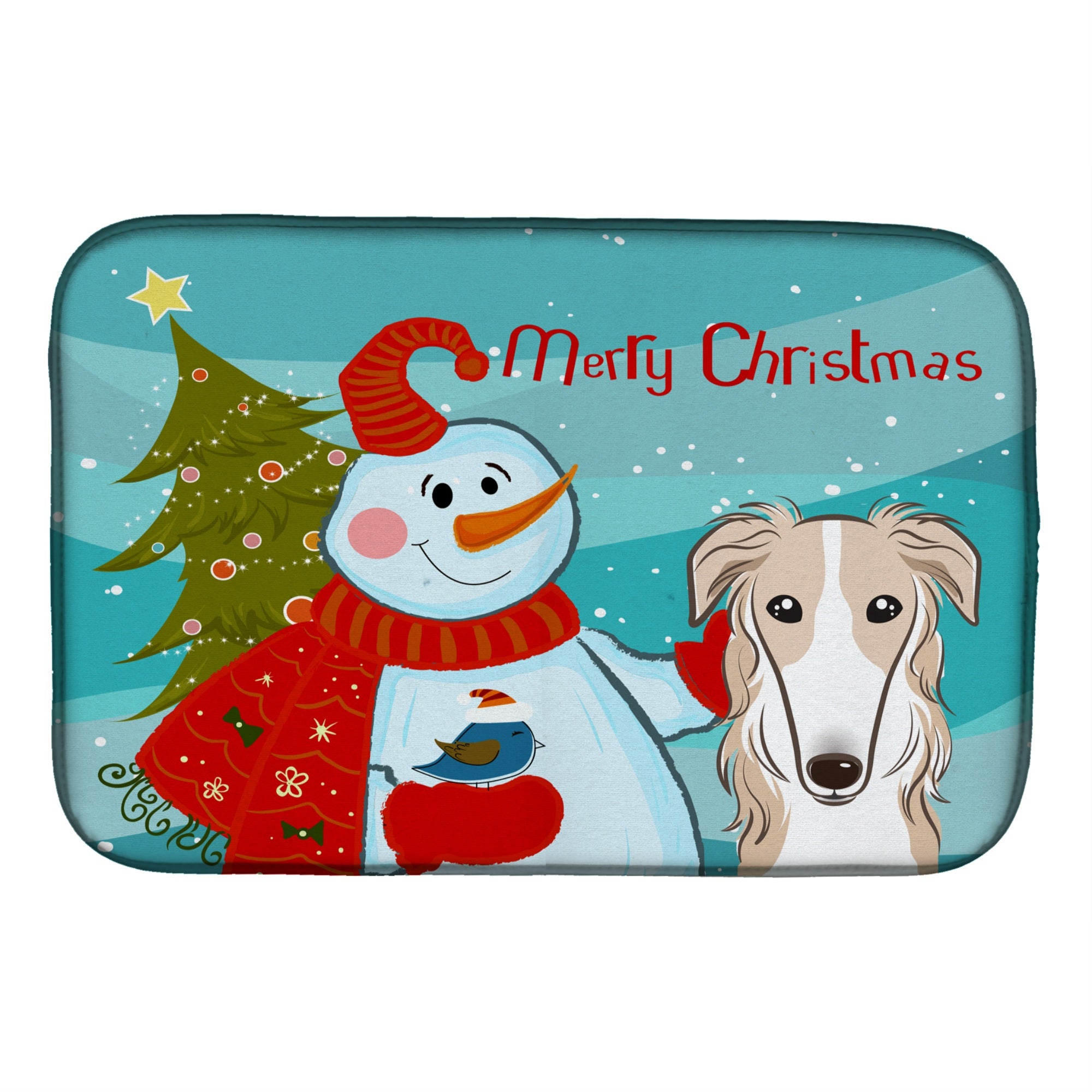 'Caroline'S Treasures Snowman With Borzoi Dish Drying Mat, 14'''' X 21''''''