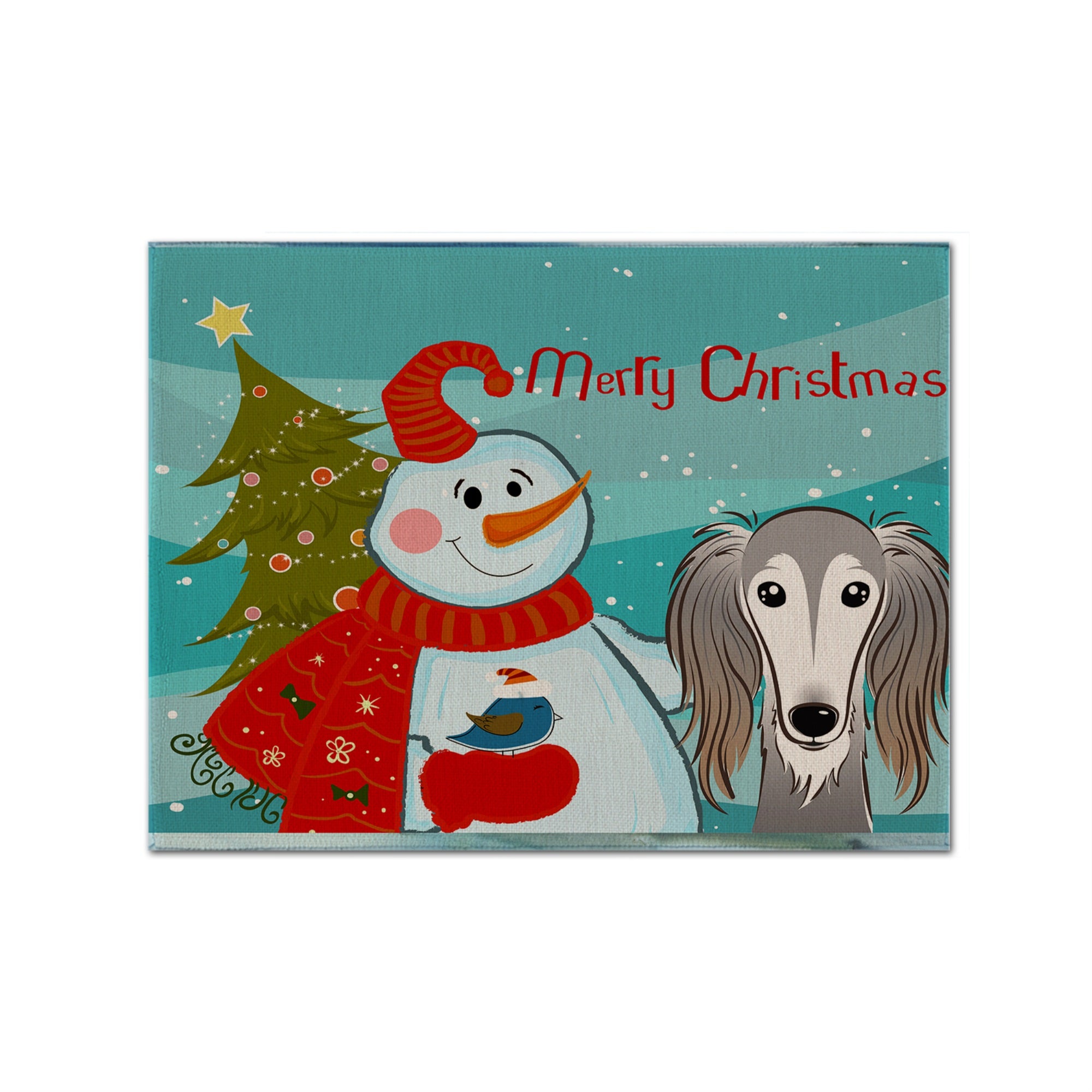 'Caroline'S Treasures Bb1849Plmt Snowman With Saluki Fabric Placemat, Multicolor''