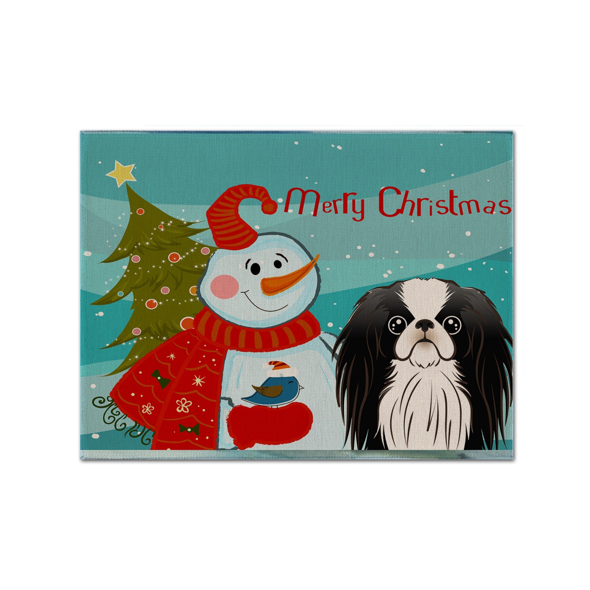 'Caroline'S Treasures Bb1850Plmt Snowman With Japanese Chin Fabric Placemat, Multicolor''