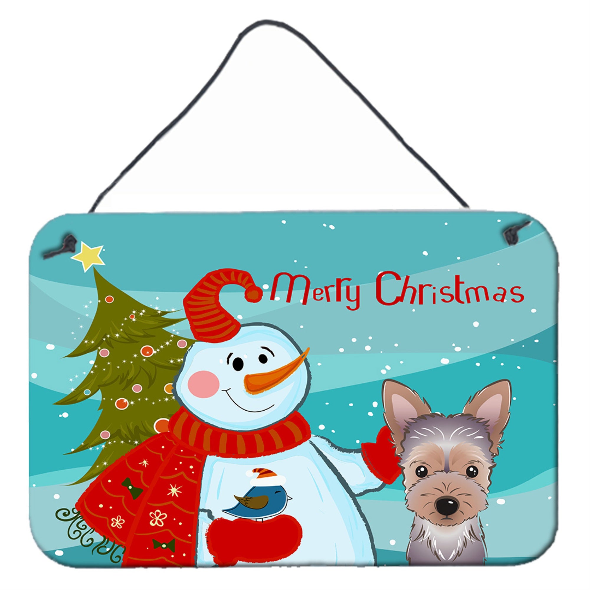 'Caroline'S Treasures Snowman With Yorkie Puppy Wall Or Door Hanging Prints Bb1852Ds812, 8Hx12W''