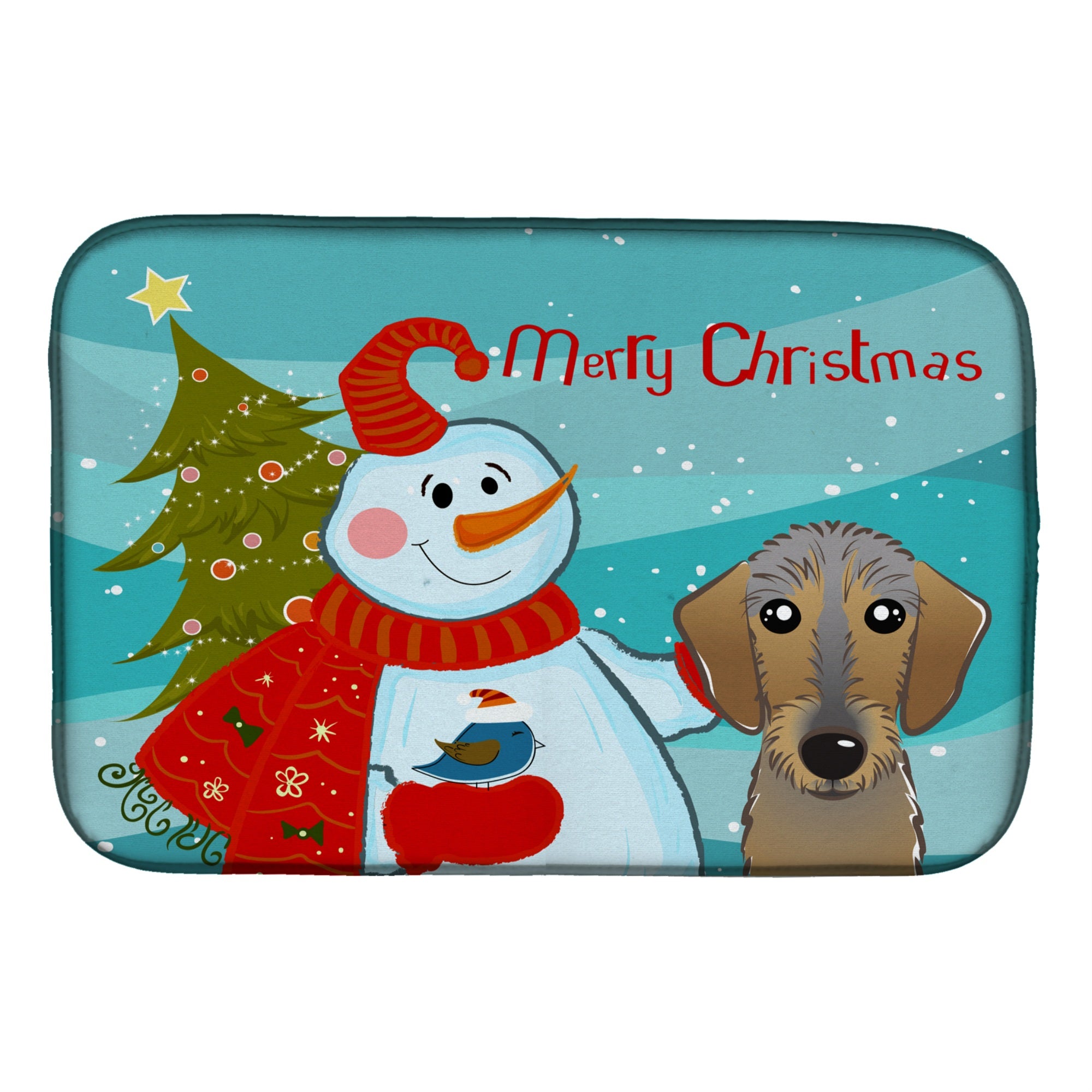 'Caroline'S Treasures Snowman With Wirehaired Dachshund Dish Drying Mat, 14'''' X 21''''''