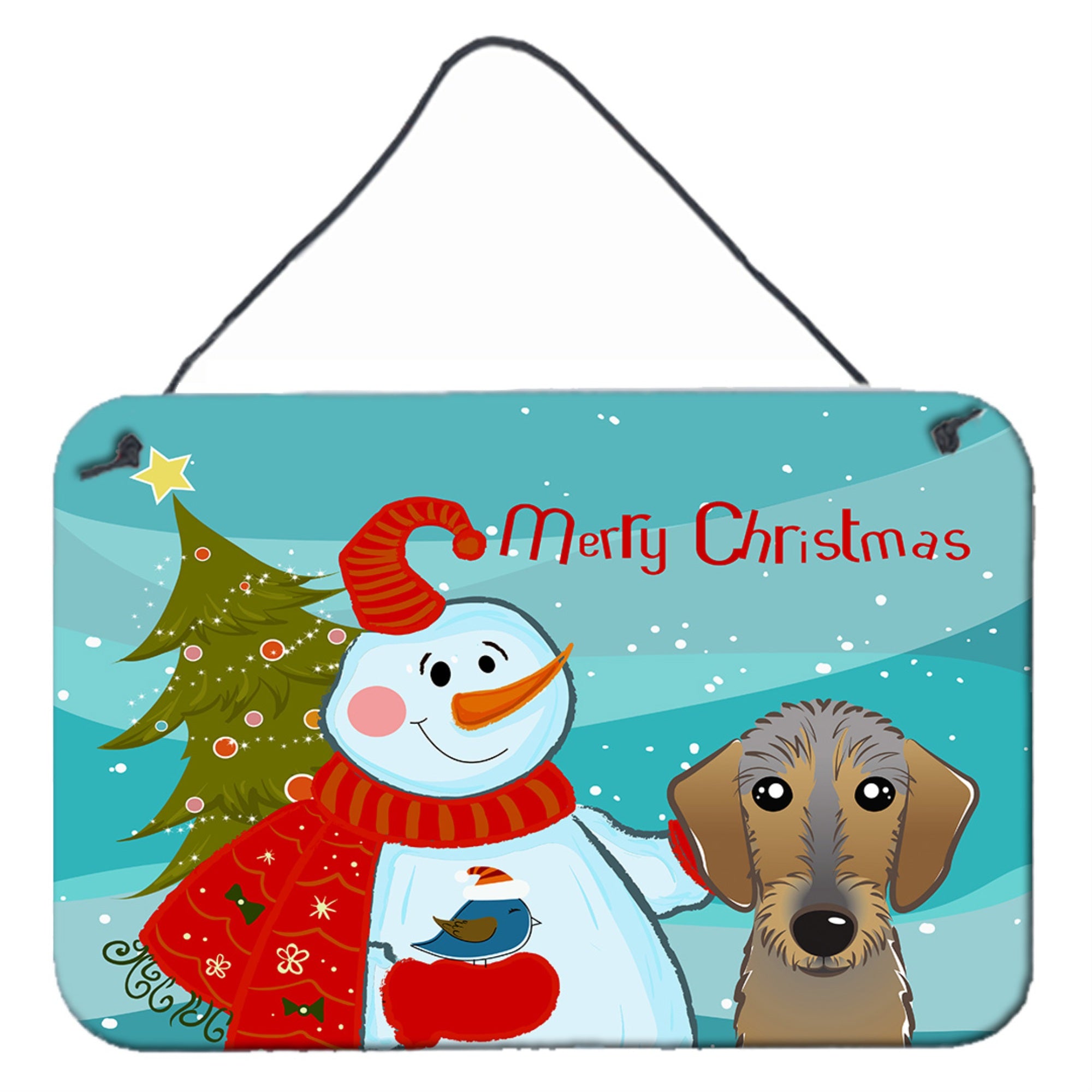 'Caroline'S Treasures Snowman With Wirehaired Dachshund Wall Or Door Hanging Prints Bb1853Ds812, 8Hx12W, Multicolor''