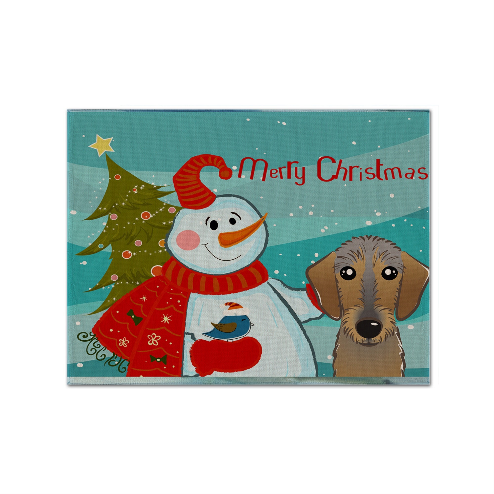 'Caroline'S Treasures Bb1853Plmt Snowman With Wirehaired Dachshund Fabric Placemat, Multicolor''