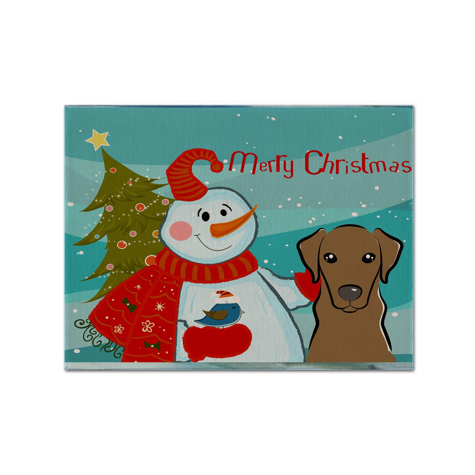 'Caroline'S Treasures Bb1854Plmt Snowman With Chocolate Labrador Fabric Placemat, Multicolor''