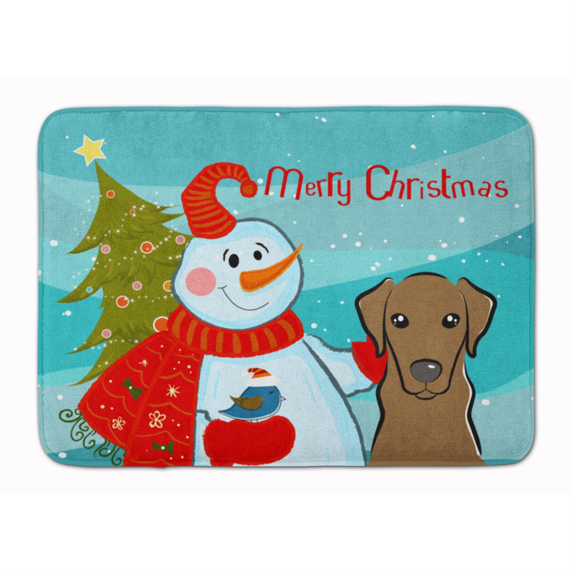 'Caroline'S Treasures Snowman With Chocolate Labrador Floor Mat, 19'''' X 27'''', Multicolor''