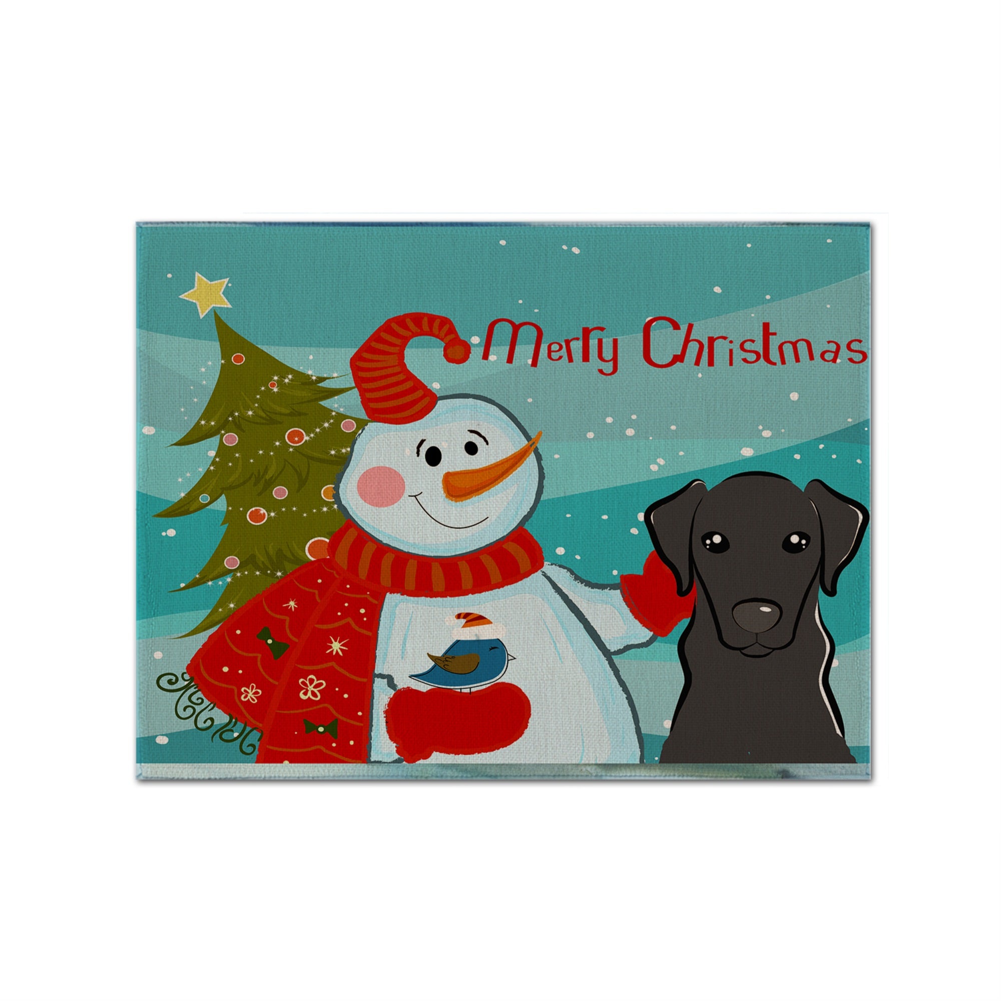 'Caroline'S Treasures Bb1855Plmt Snowman With Black Labrador Fabric Placemat, Multicolor''
