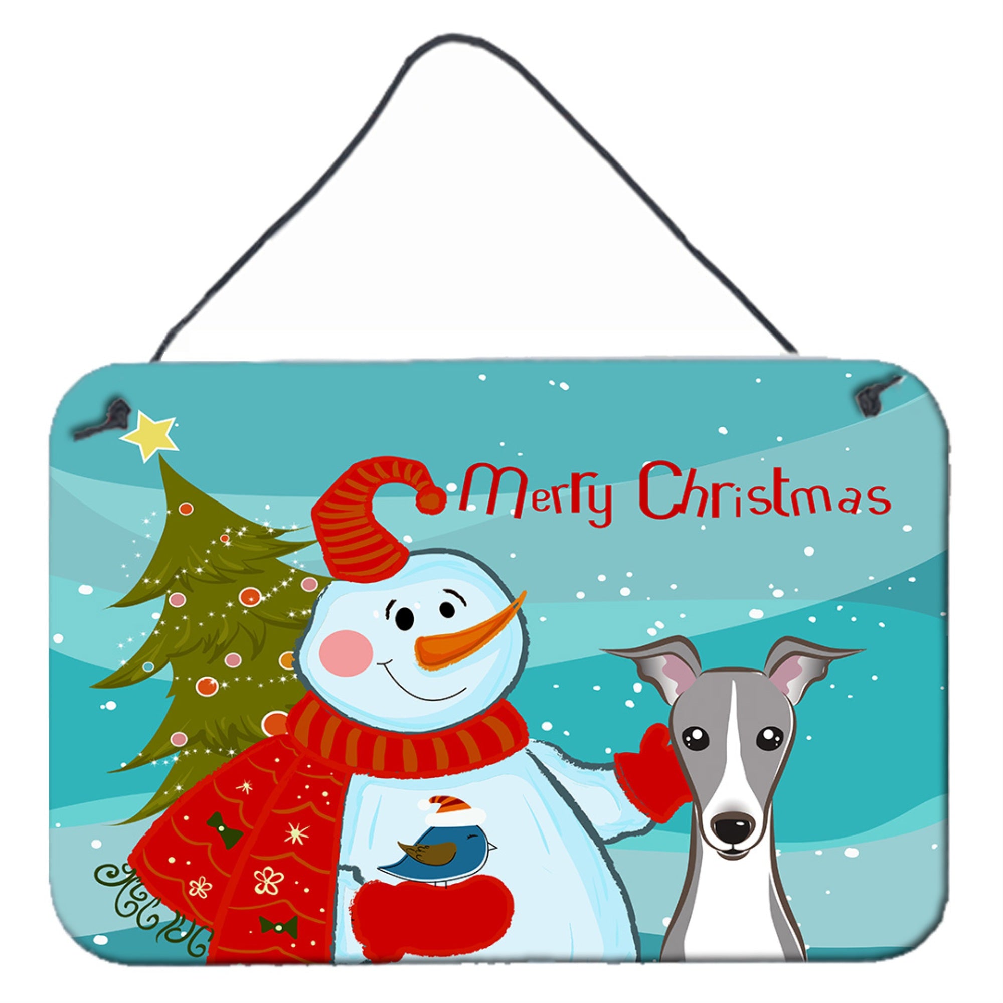 'Caroline'S Treasures Snowman With Italian Greyhound Wall Or Door Hanging Prints Bb1856Ds812, 8Hx12W''