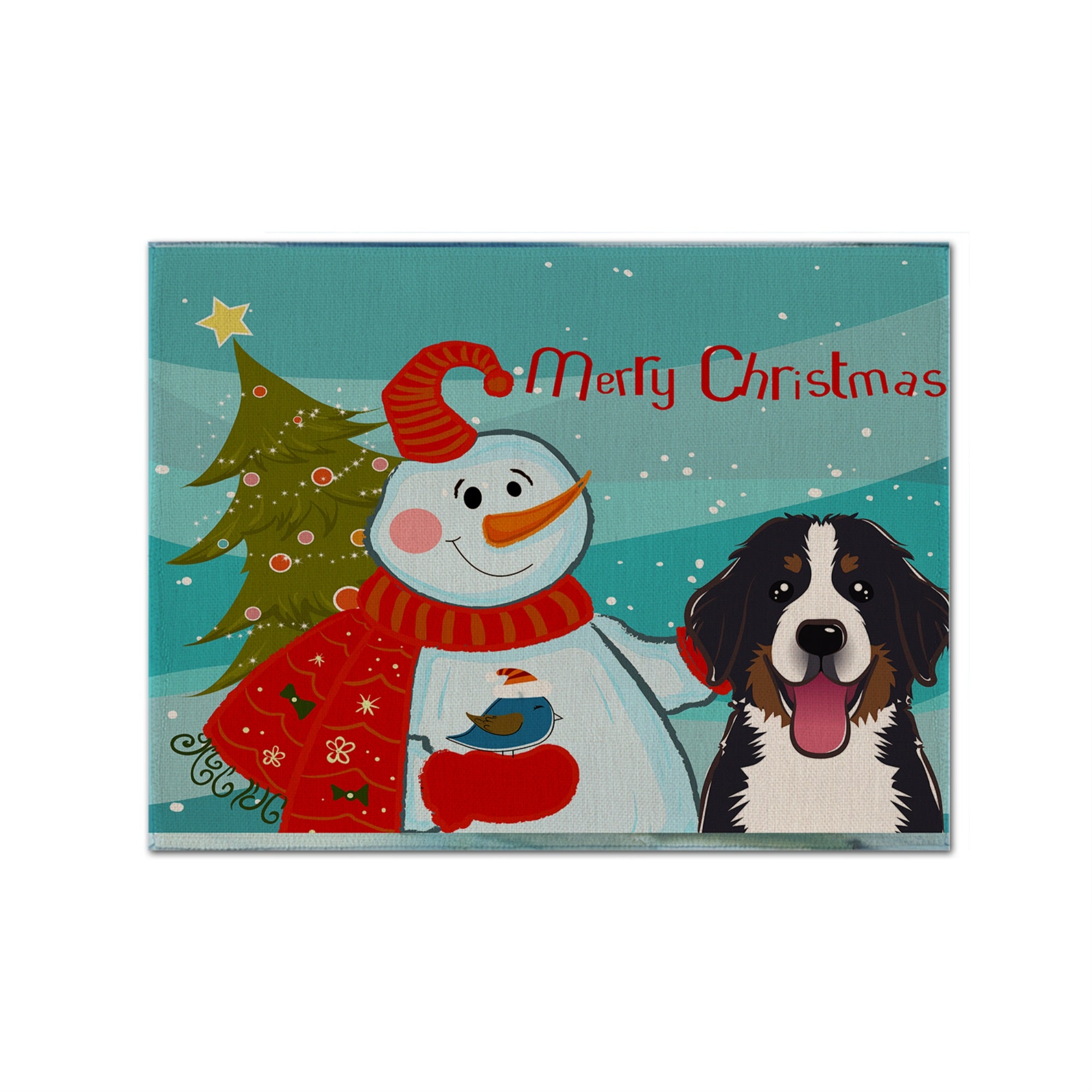 'Caroline'S Treasures Bb1857Plmt Snowman With Bernese Mountain Dog Fabric Placemat, Multicolor''