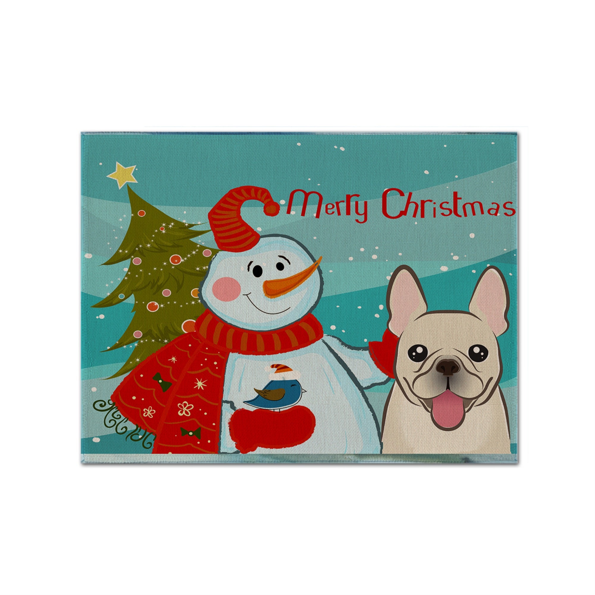 'Caroline'S Treasures Bb1858Plmt Snowman With French Bulldog Fabric Placemat, Multicolor''