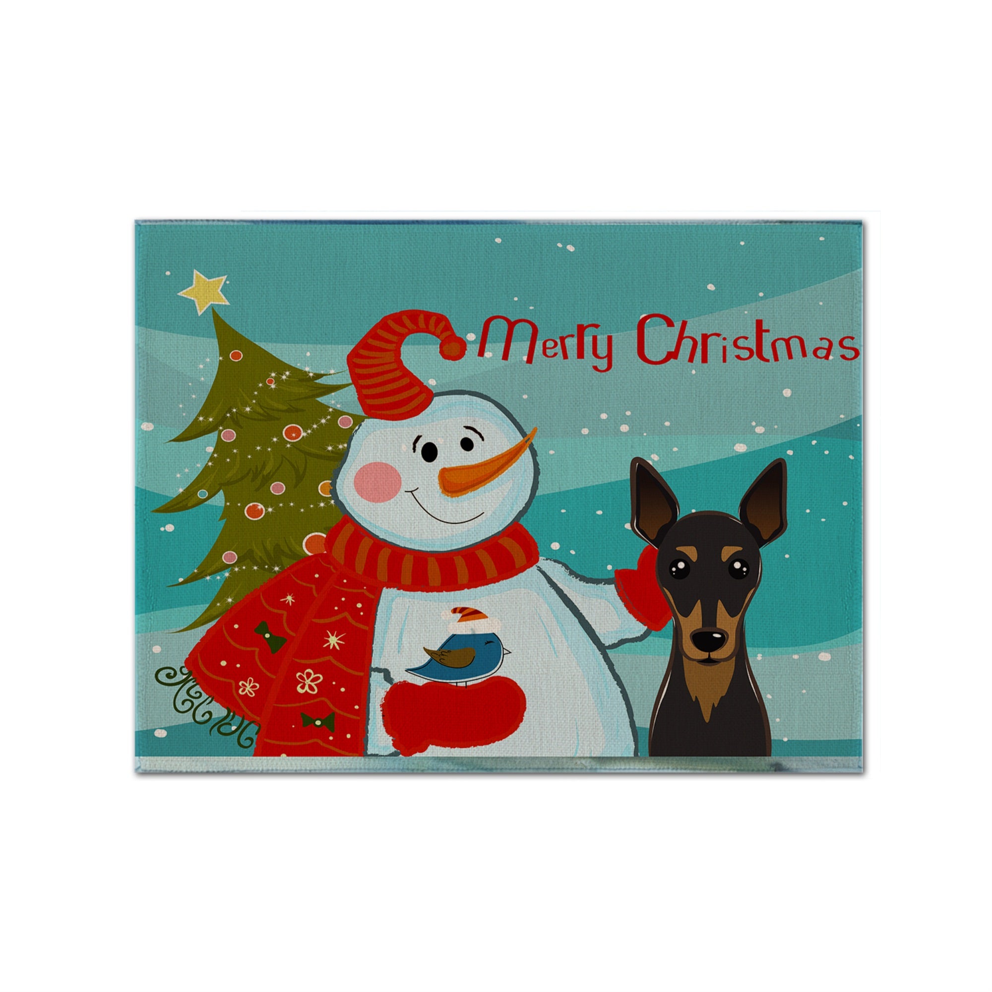 'Caroline'S Treasures Bb1860Plmt Snowman With Min Pin Fabric Placemat, Multicolor''