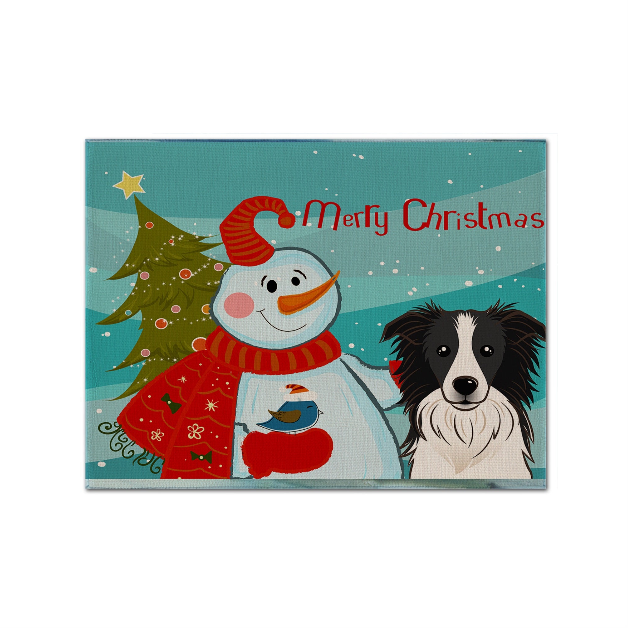 'Caroline'S Treasures Bb1861Plmt Snowman With Border Collie Fabric Placemat, Multicolor''
