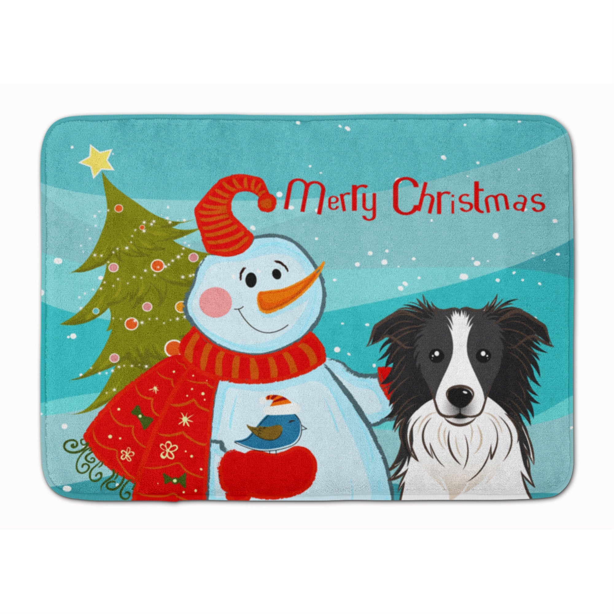 'Caroline'S Treasures Snowman With Border Collie Floor Mat, 19'''' X 27'''', Multicolor''