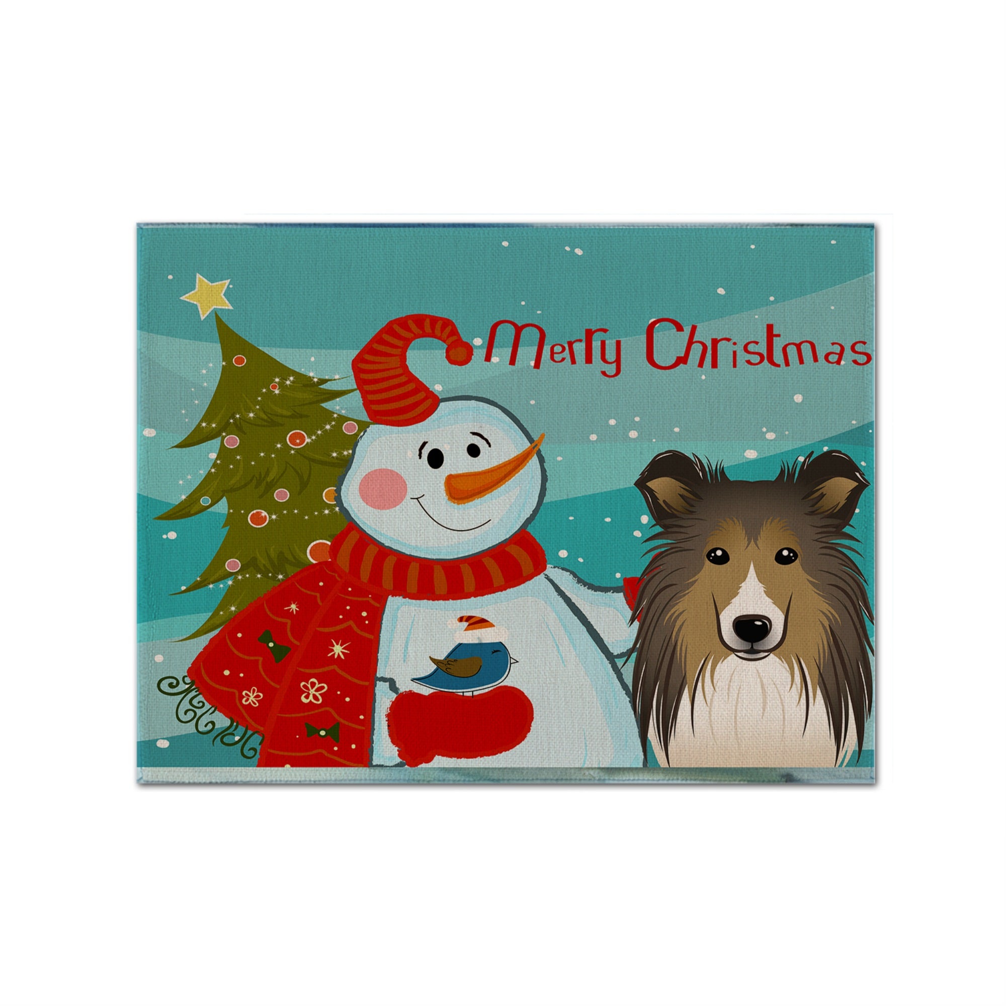 'Caroline'S Treasures Bb1862Plmt Snowman With Sheltie Fabric Placemat, Multicolor''