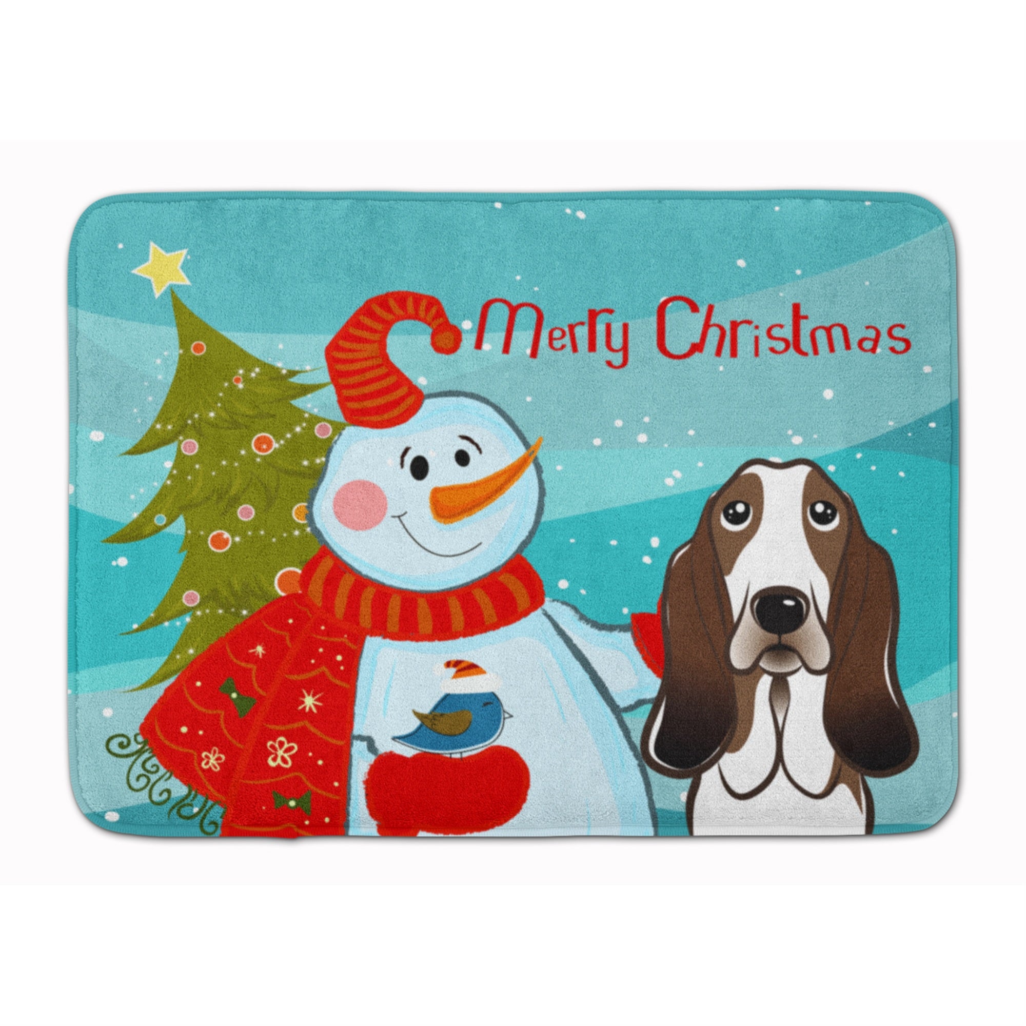 'Caroline'S Treasures Snowman With Basset Hound Floor Mat, 19'''' X 27'''', Multicolor''