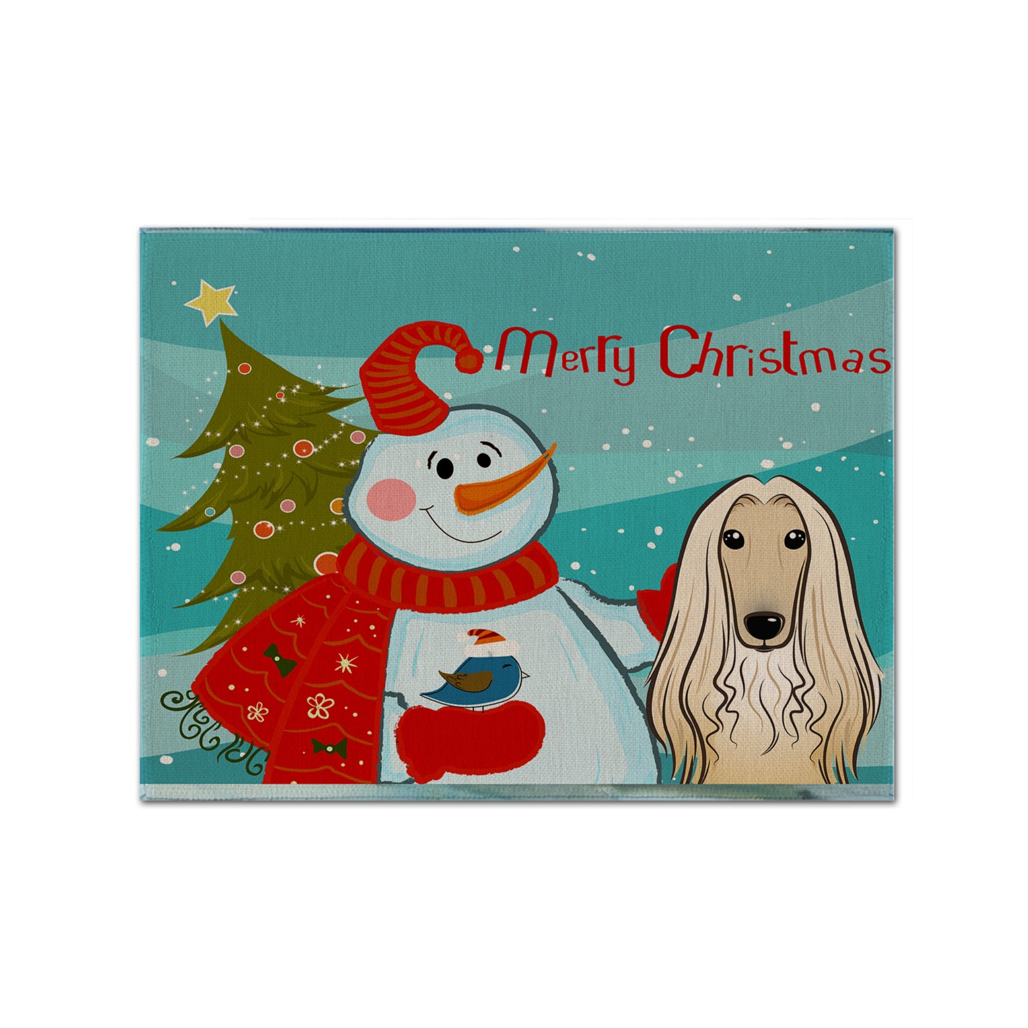 'Caroline'S Treasures Bb1864Plmt Snowman With Afghan Hound Fabric Placemat, Multicolor''