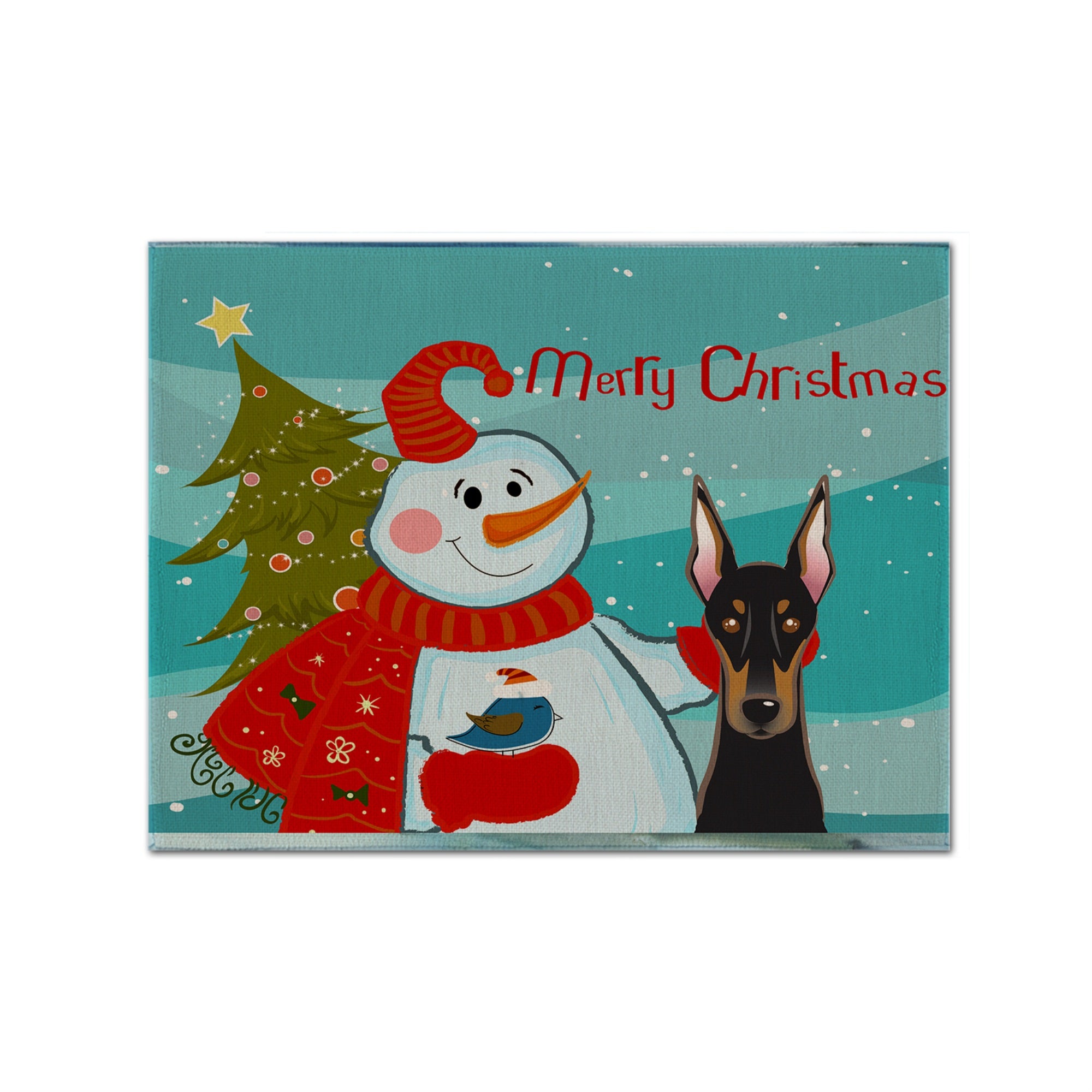 'Caroline'S Treasures Bb1865Plmt Snowman With Doberman Fabric Placemat, Multicolor''