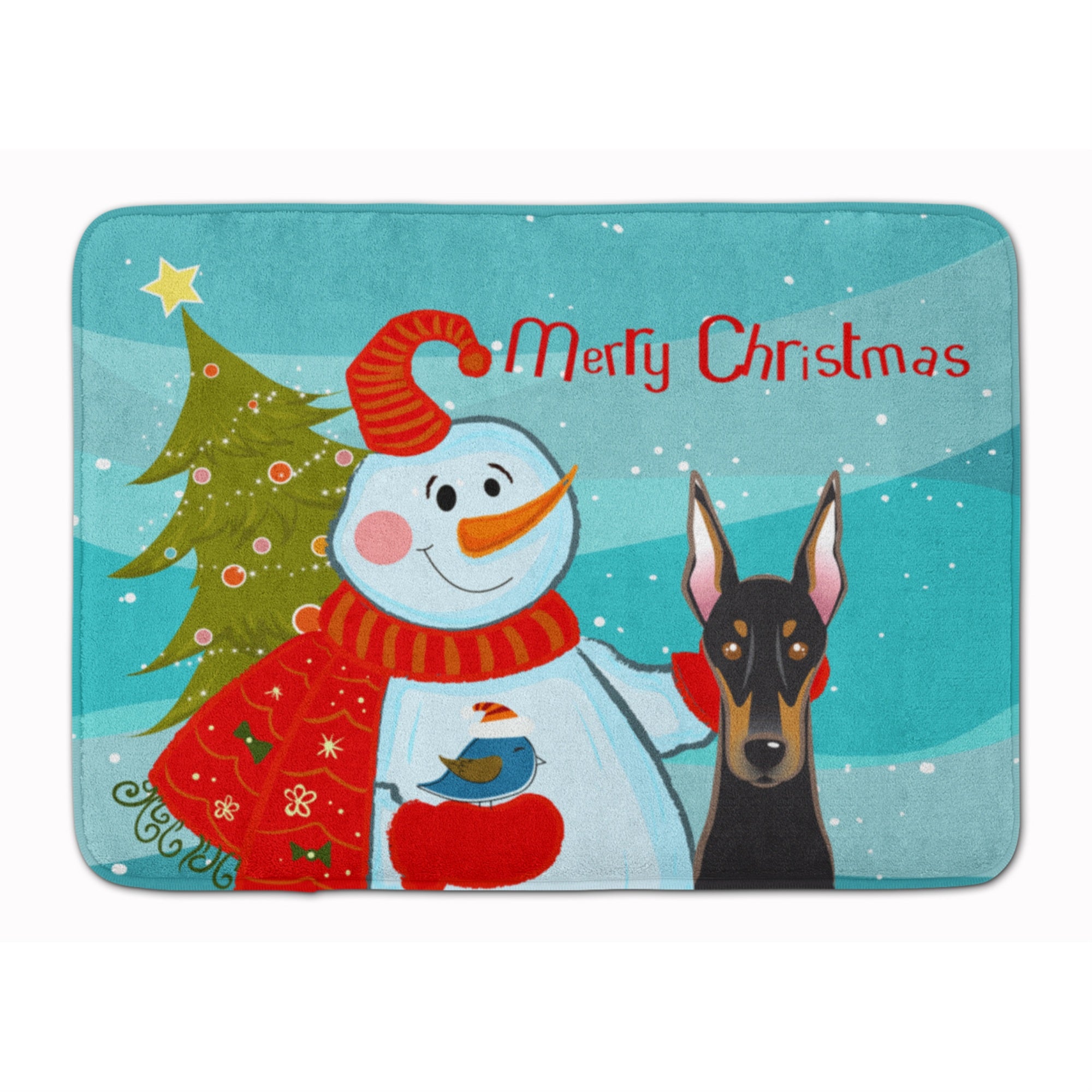 'Caroline'S Treasures Snowman With Doberman Floor Mat, 19'''' X 27'''', Multicolor''
