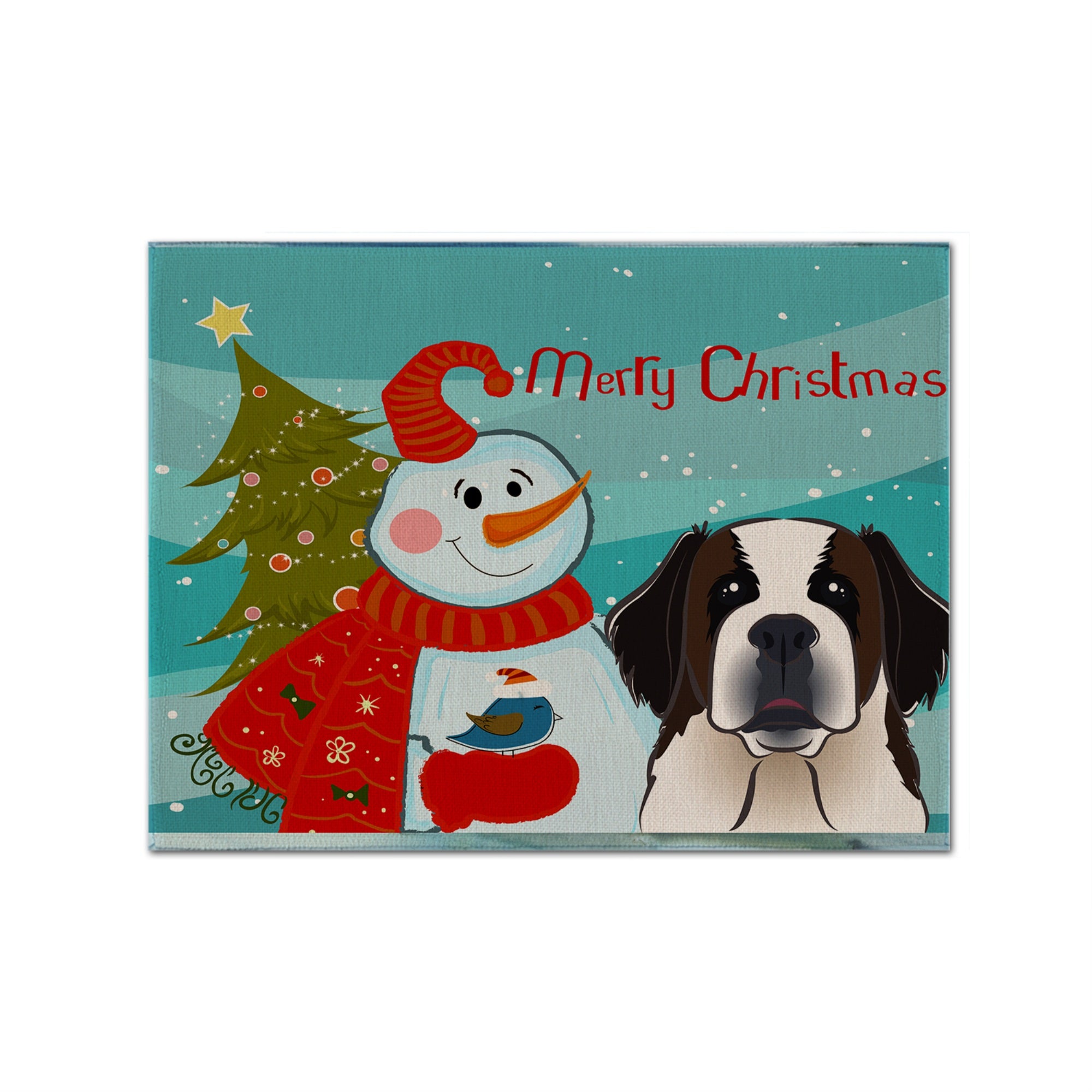 'Caroline'S Treasures Bb1866Plmt Snowman With Saint Bernard Fabric Placemat, Multicolor''