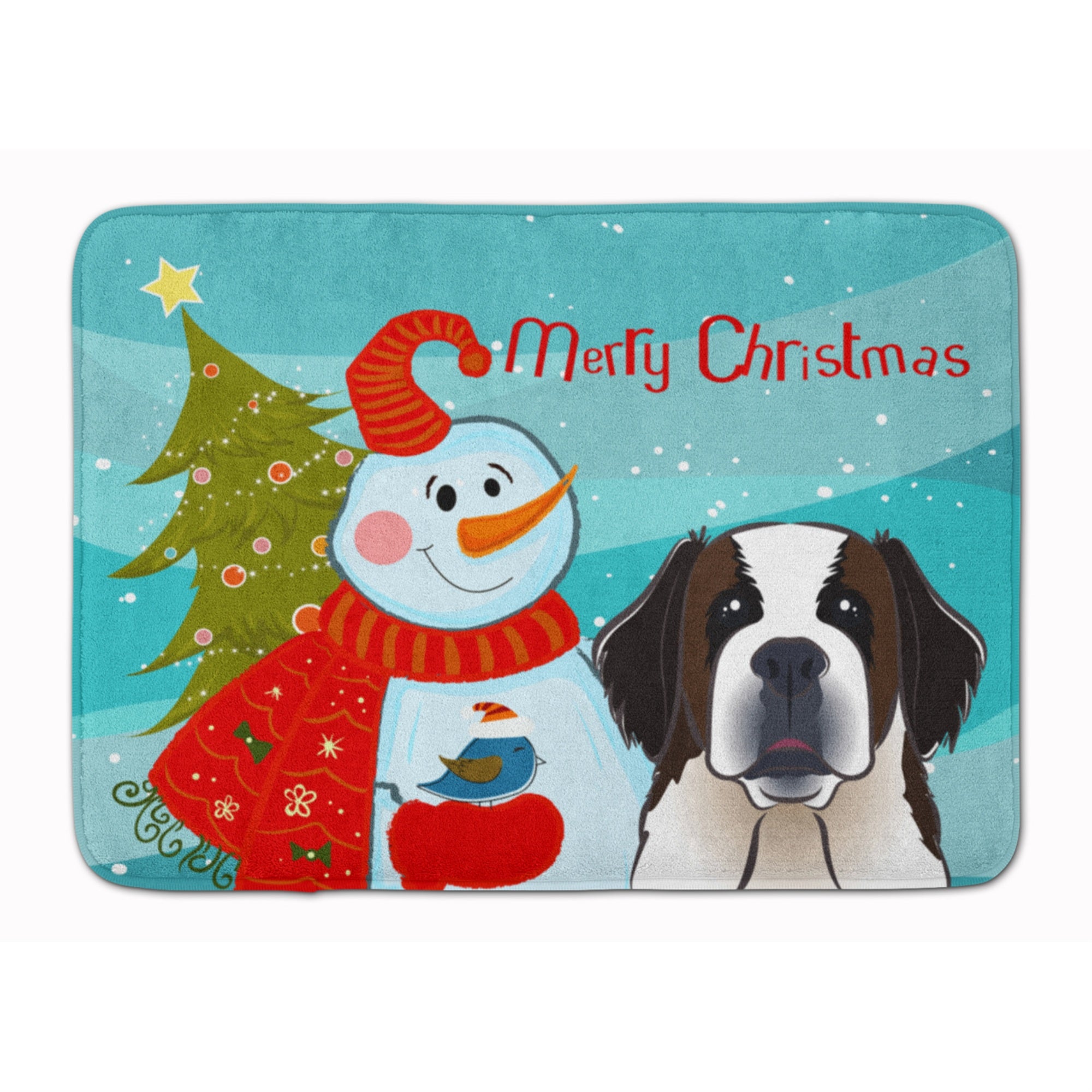 'Caroline'S Treasures Snowman With Saint Bernard Floor Mat, 19'''' X 27'''', Multicolor''