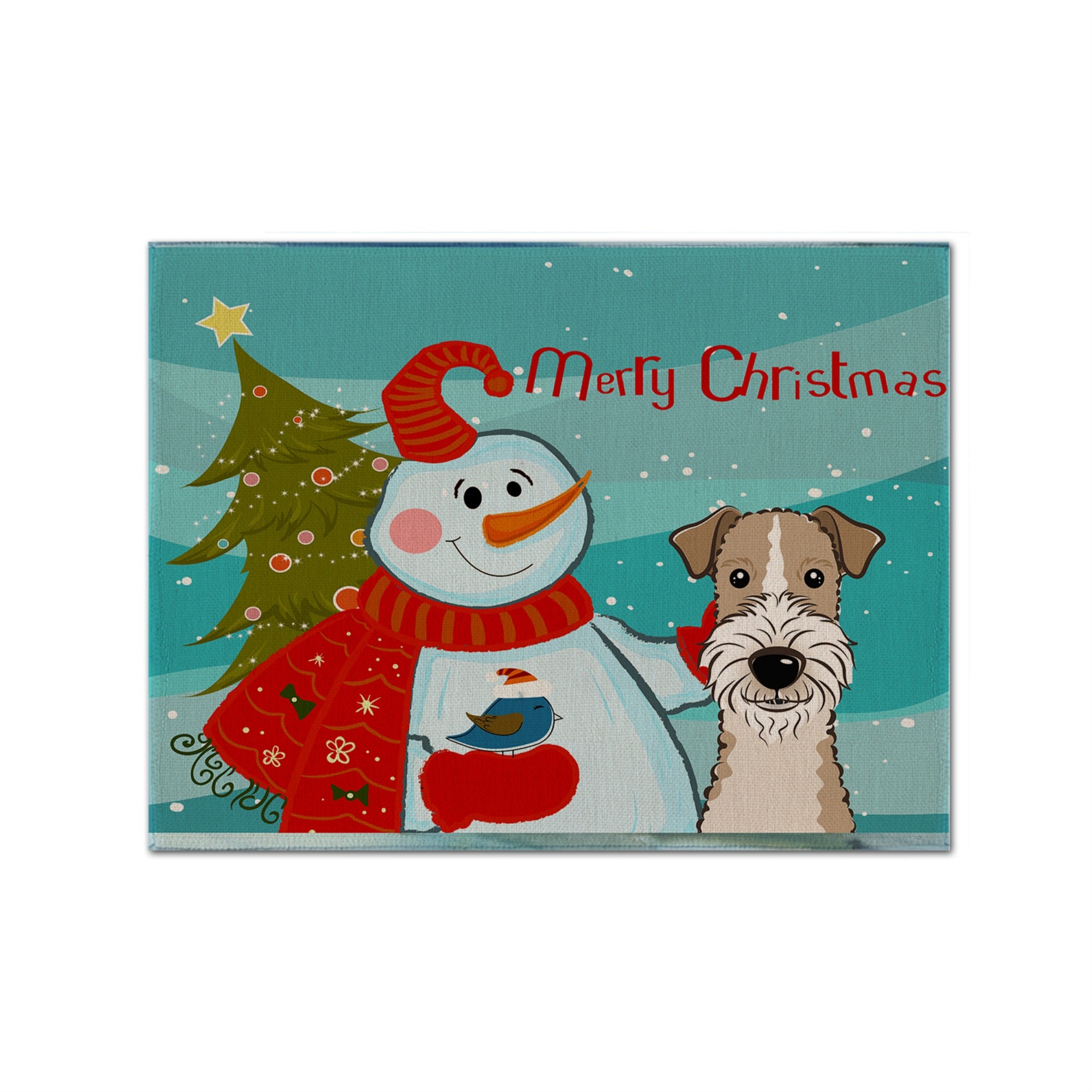 'Caroline'S Treasures Bb1867Plmt Snowman With Wire Haired Fox Terrier Fabric Placemat, Multicolor''