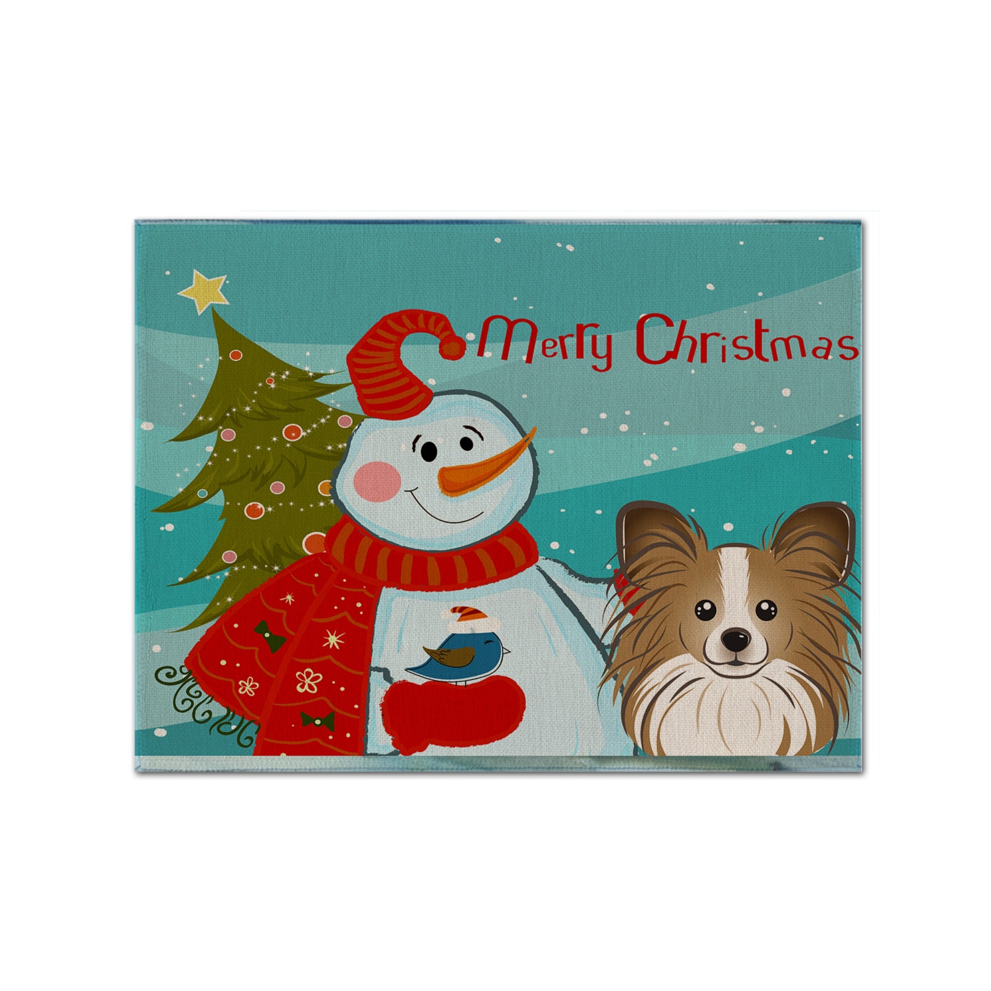 'Caroline'S Treasures Bb1868Plmt Snowman With Papillion Fabric Placemat, Multicolor''